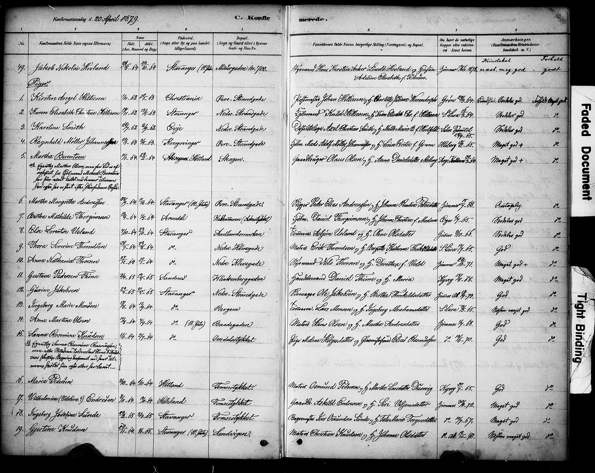 Domkirken sokneprestkontor, AV/SAST-A-101812/001/30/30BA/L0028: Ministerialbok nr. A 27, 1878-1896, s. 10