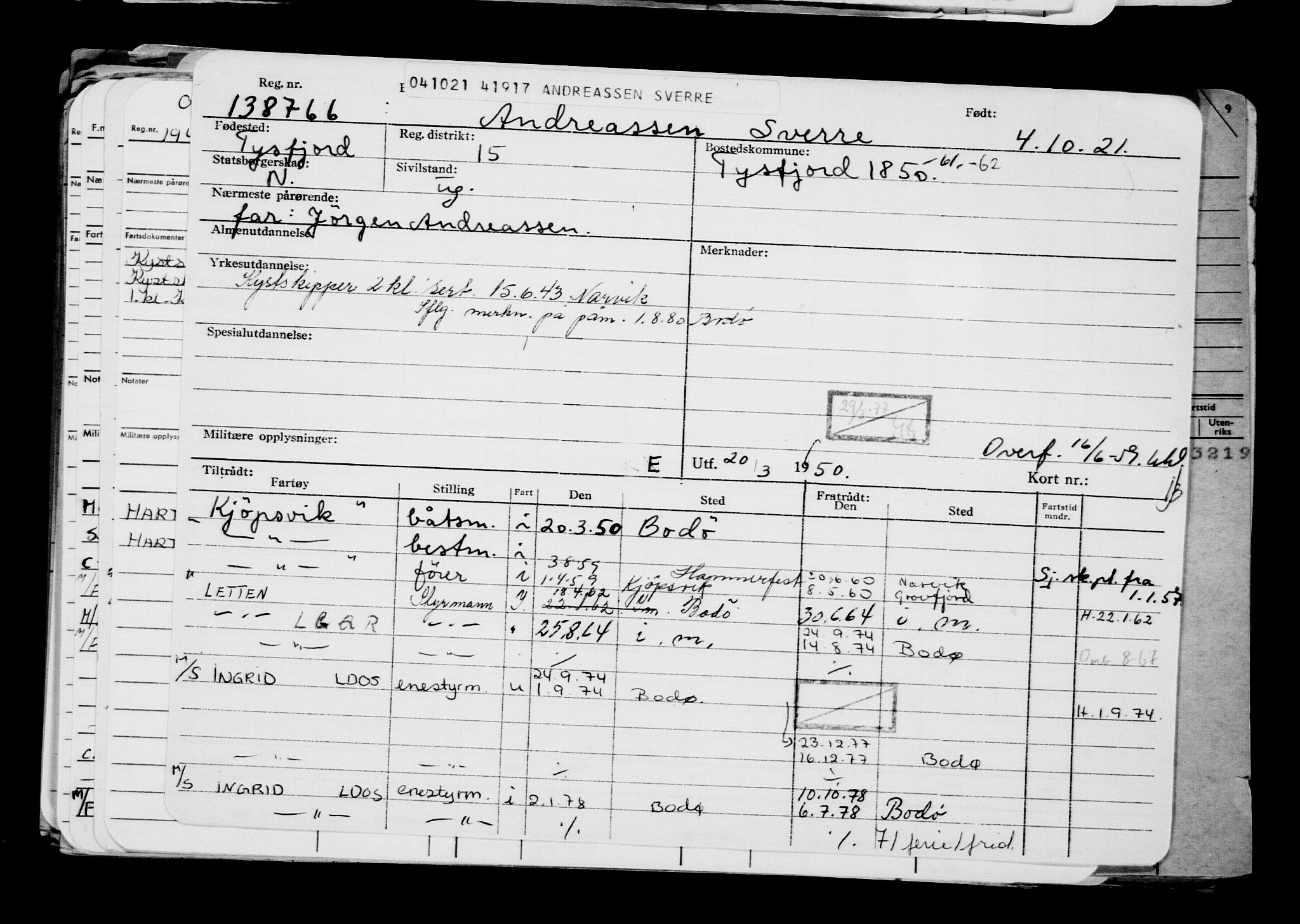 Direktoratet for sjømenn, AV/RA-S-3545/G/Gb/L0198: Hovedkort, 1921, s. 455