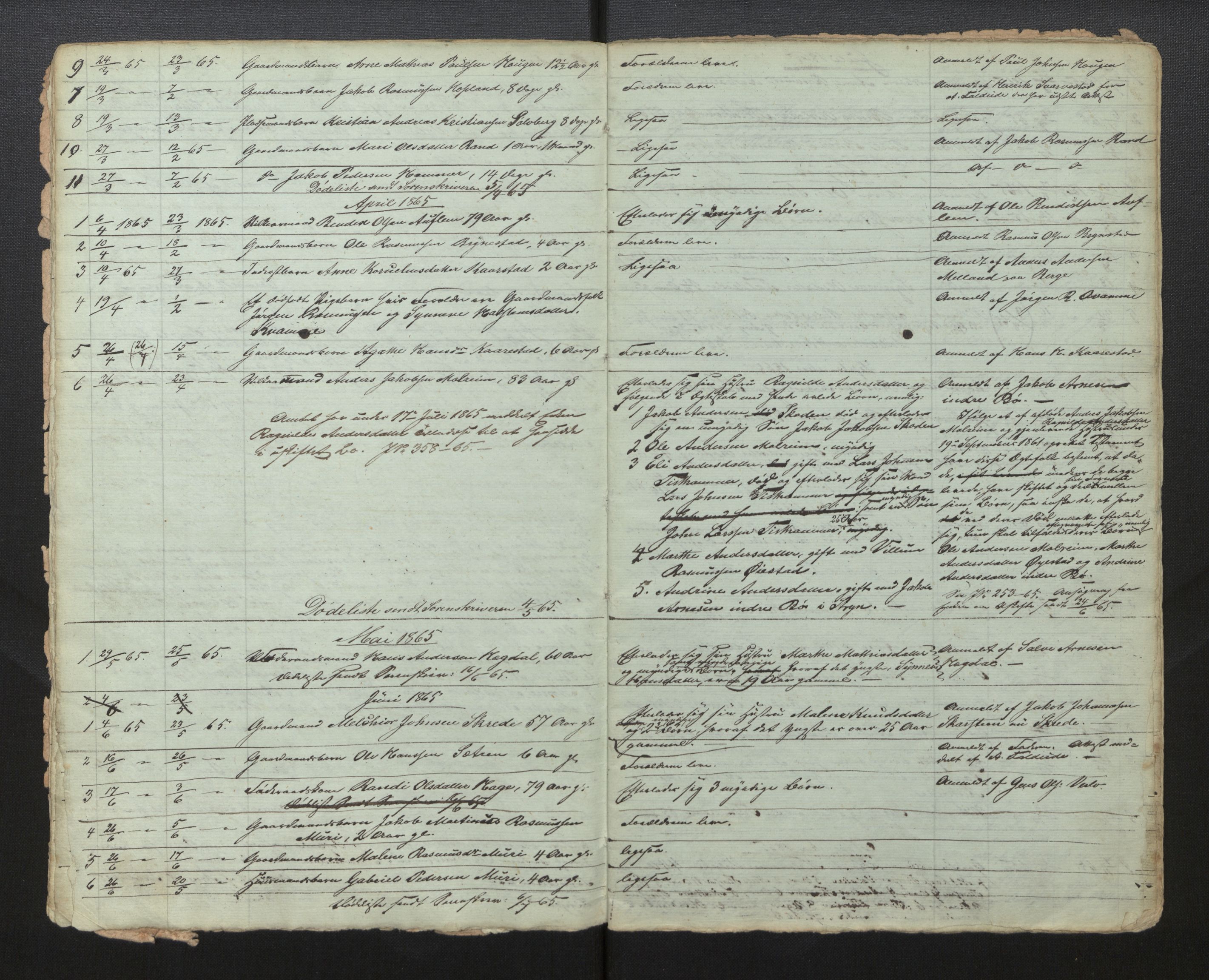 Lensmannen i Stryn og Innvik, SAB/A-30201/0006/L0002: Dødsfallprotokoll, 1861-1867