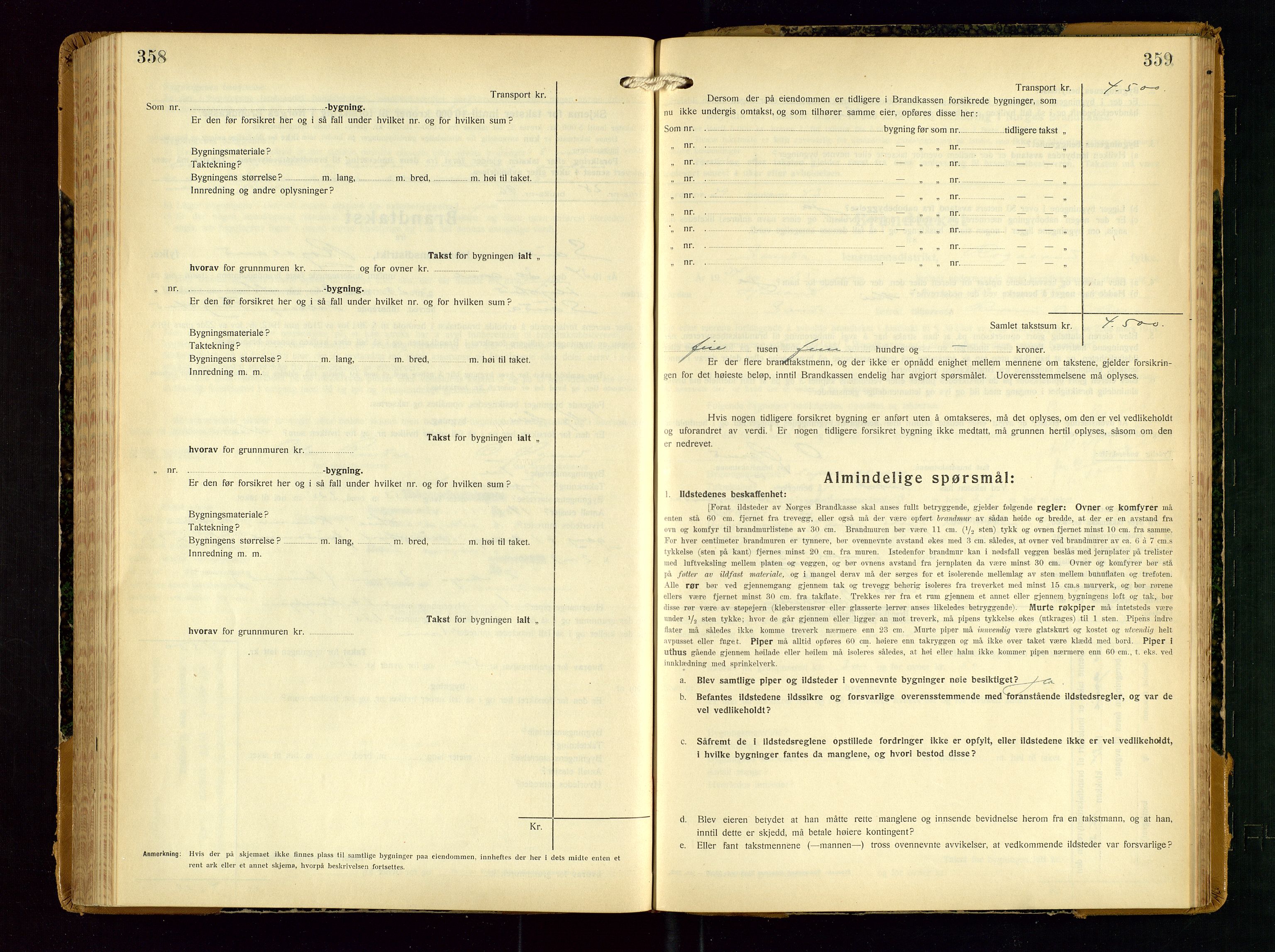 Sauda lensmannskontor, AV/SAST-A-100177/Gob/L0003: Branntakstprotokoll - skjematakst, 1928-1936, s. 358-359