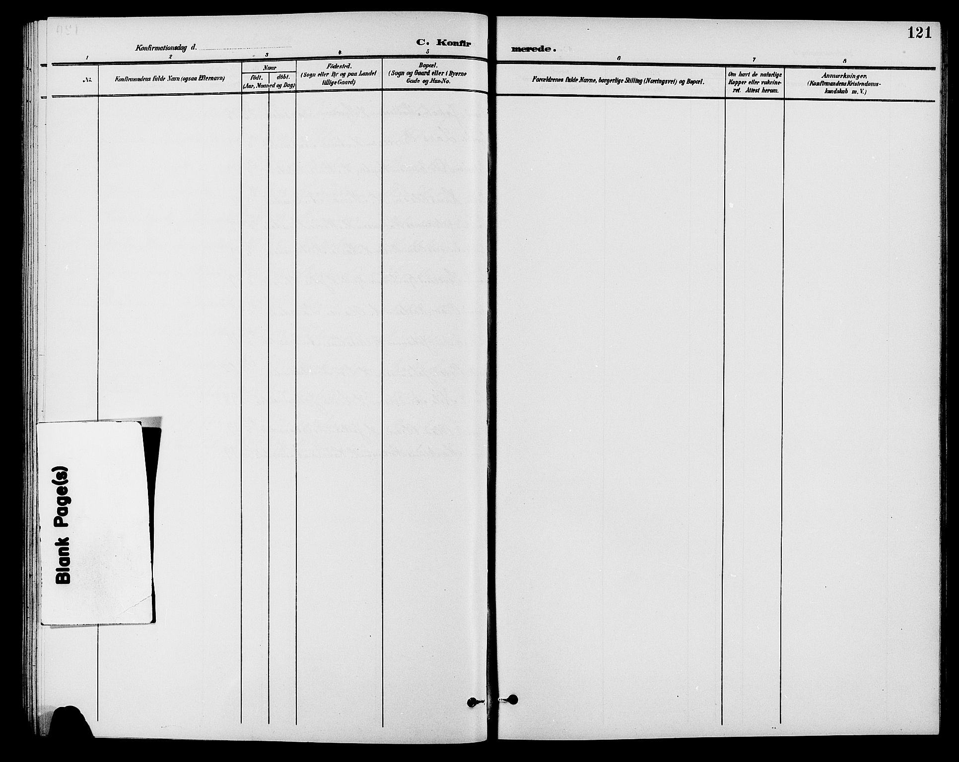 Nes prestekontor, Hedmark, AV/SAH-PREST-020/L/La/L0007: Klokkerbok nr. 7, 1892-1912, s. 121