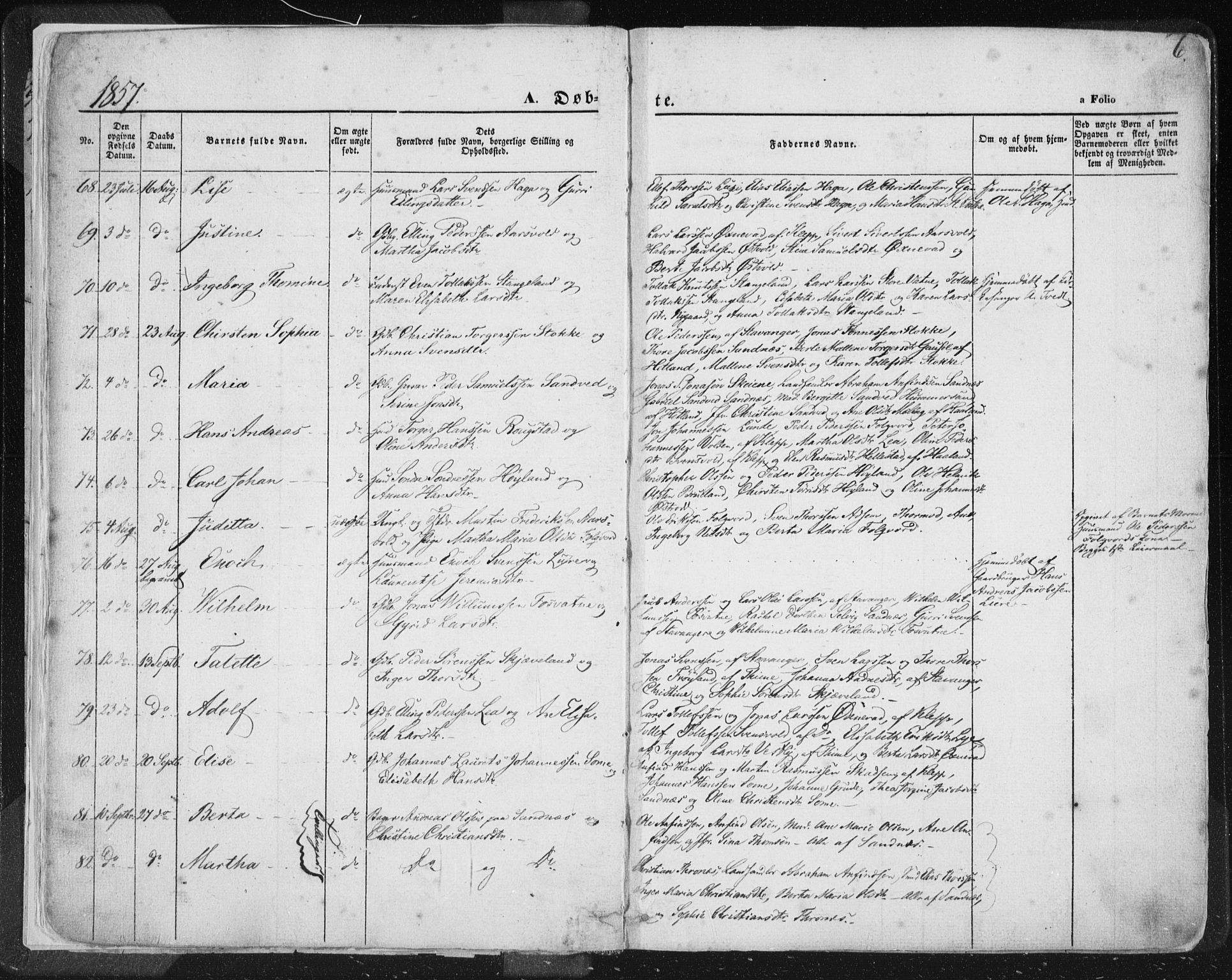 Høyland sokneprestkontor, AV/SAST-A-101799/001/30BA/L0010: Ministerialbok nr. A 9.1, 1857-1877, s. 6