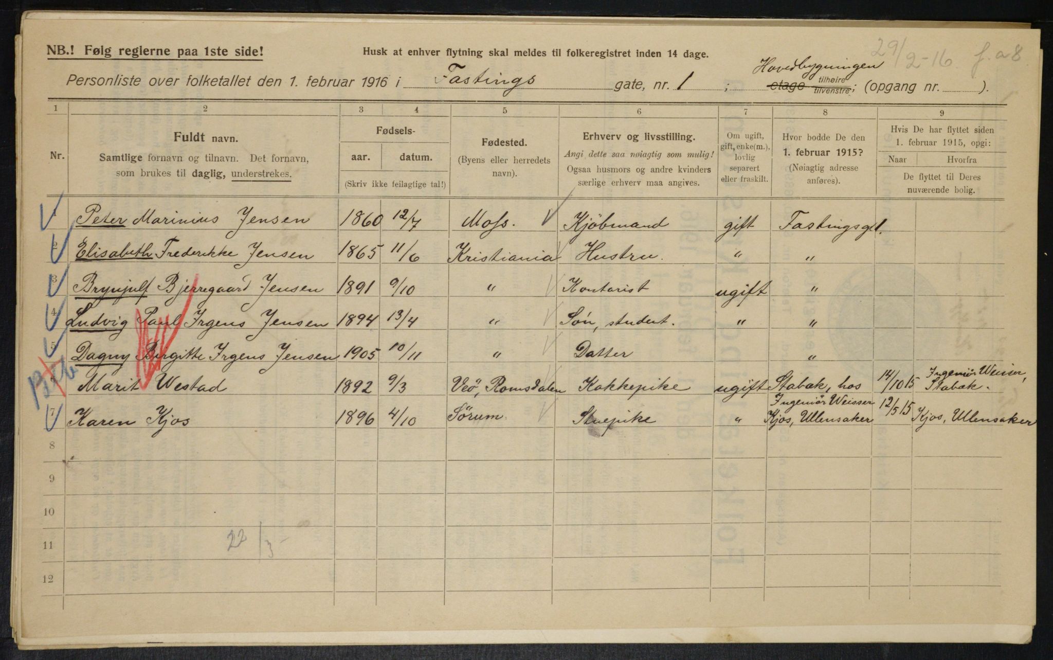 OBA, Kommunal folketelling 1.2.1916 for Kristiania, 1916, s. 24003