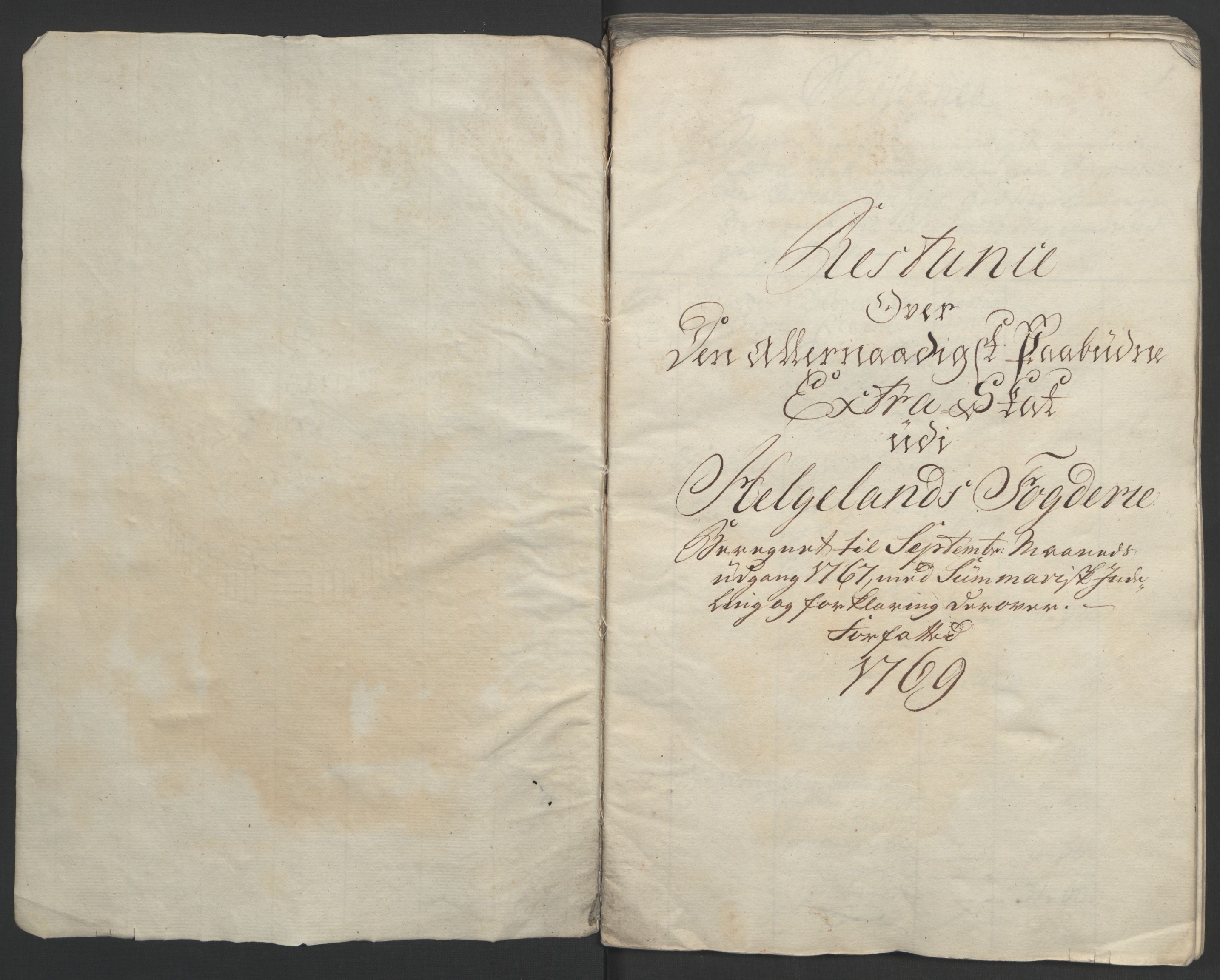 Rentekammeret inntil 1814, Realistisk ordnet avdeling, RA/EA-4070/Ol/L0023: [Gg 10]: Ekstraskatten, 23.09.1762. Helgeland (restanseregister), 1767-1772, s. 2