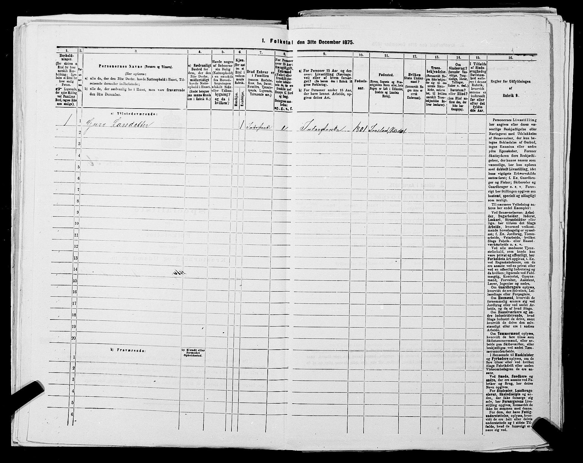 SAST, Folketelling 1875 for 1139P Nedstrand prestegjeld, 1875, s. 853