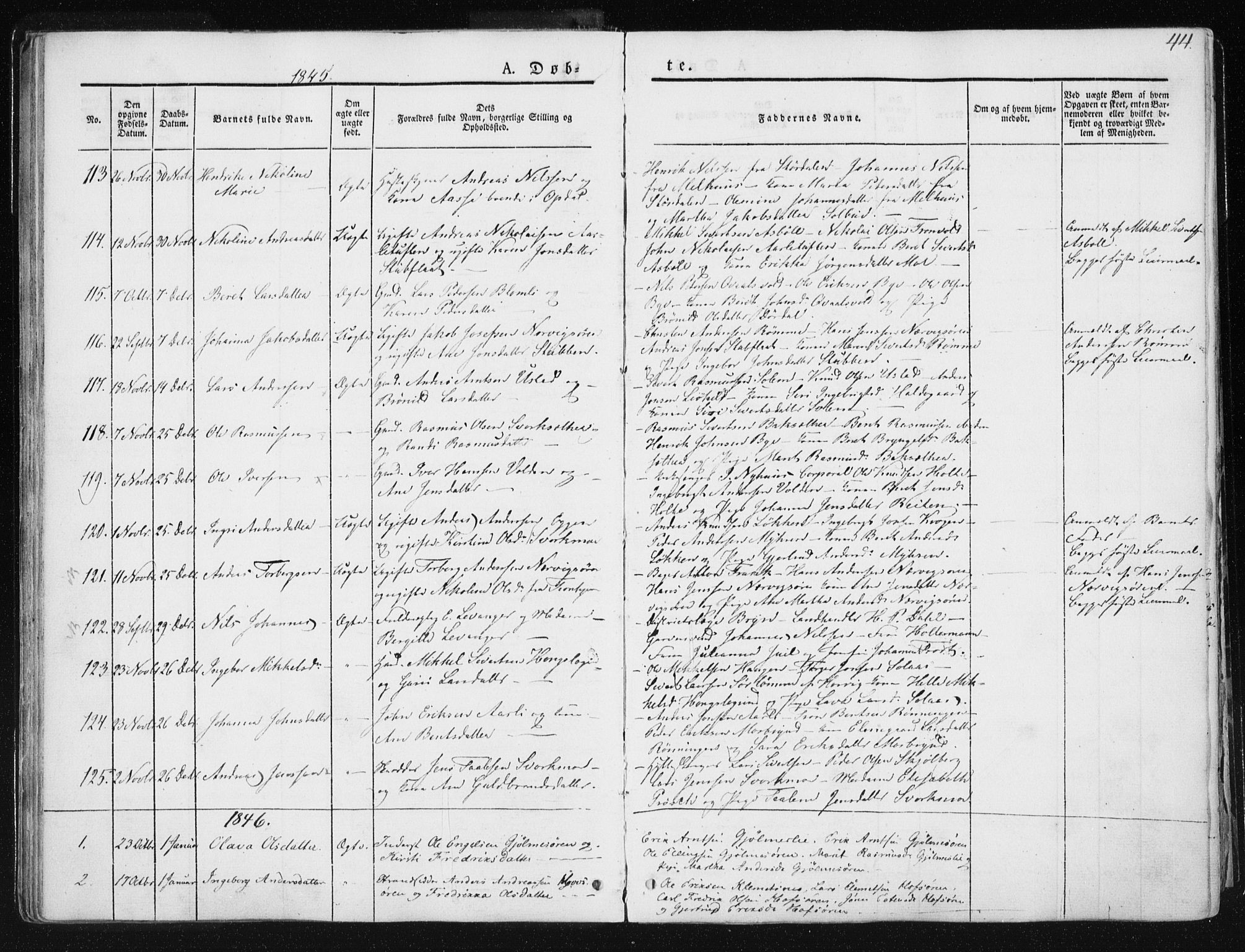 Ministerialprotokoller, klokkerbøker og fødselsregistre - Sør-Trøndelag, SAT/A-1456/668/L0805: Ministerialbok nr. 668A05, 1840-1853, s. 44