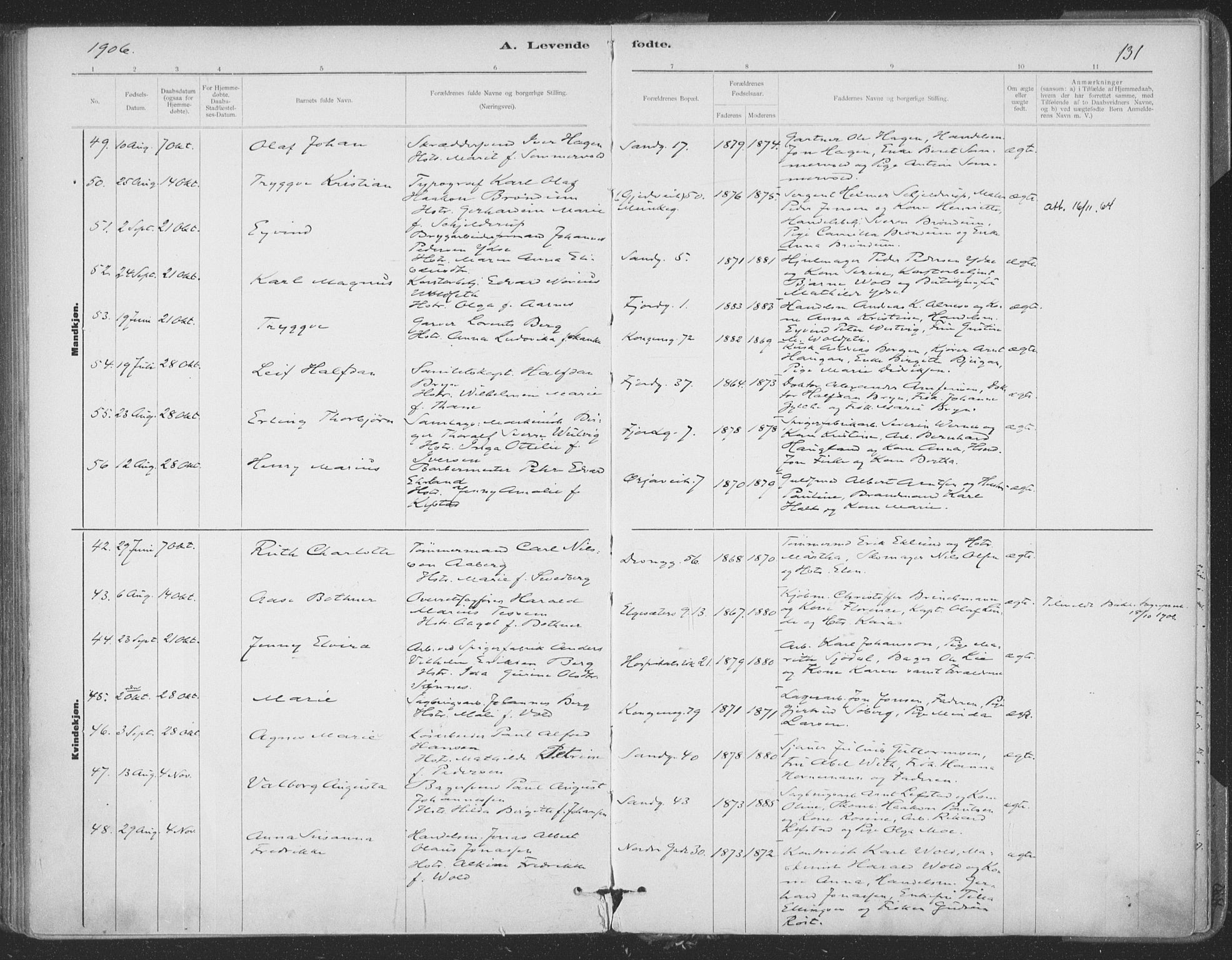 Ministerialprotokoller, klokkerbøker og fødselsregistre - Sør-Trøndelag, SAT/A-1456/602/L0122: Ministerialbok nr. 602A20, 1892-1908, s. 131