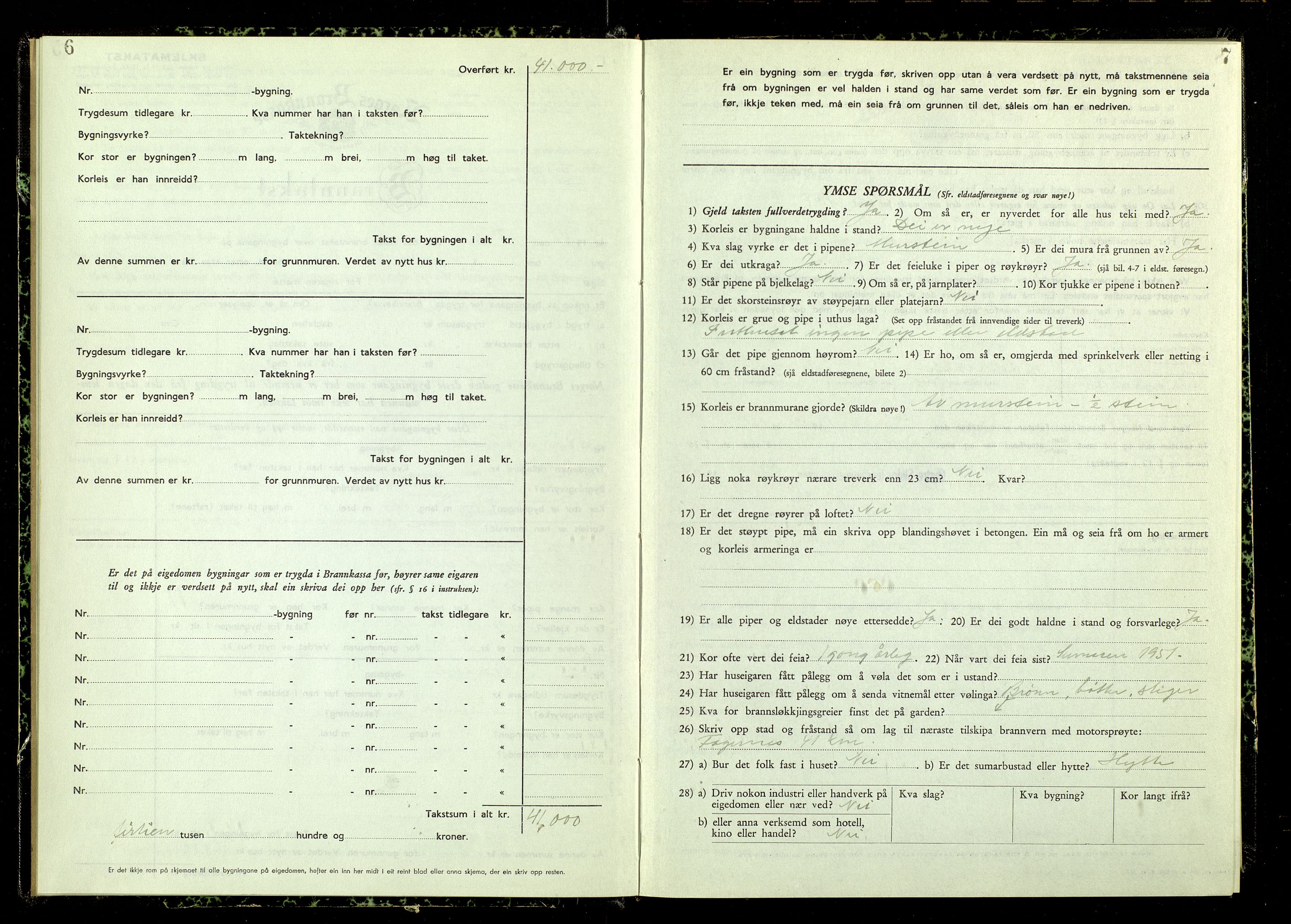Norges Brannkasse, Øystre Slidre, AV/SAH-NBRANO-059/F/L0001: Branntakstprotokoll, 1951-1955