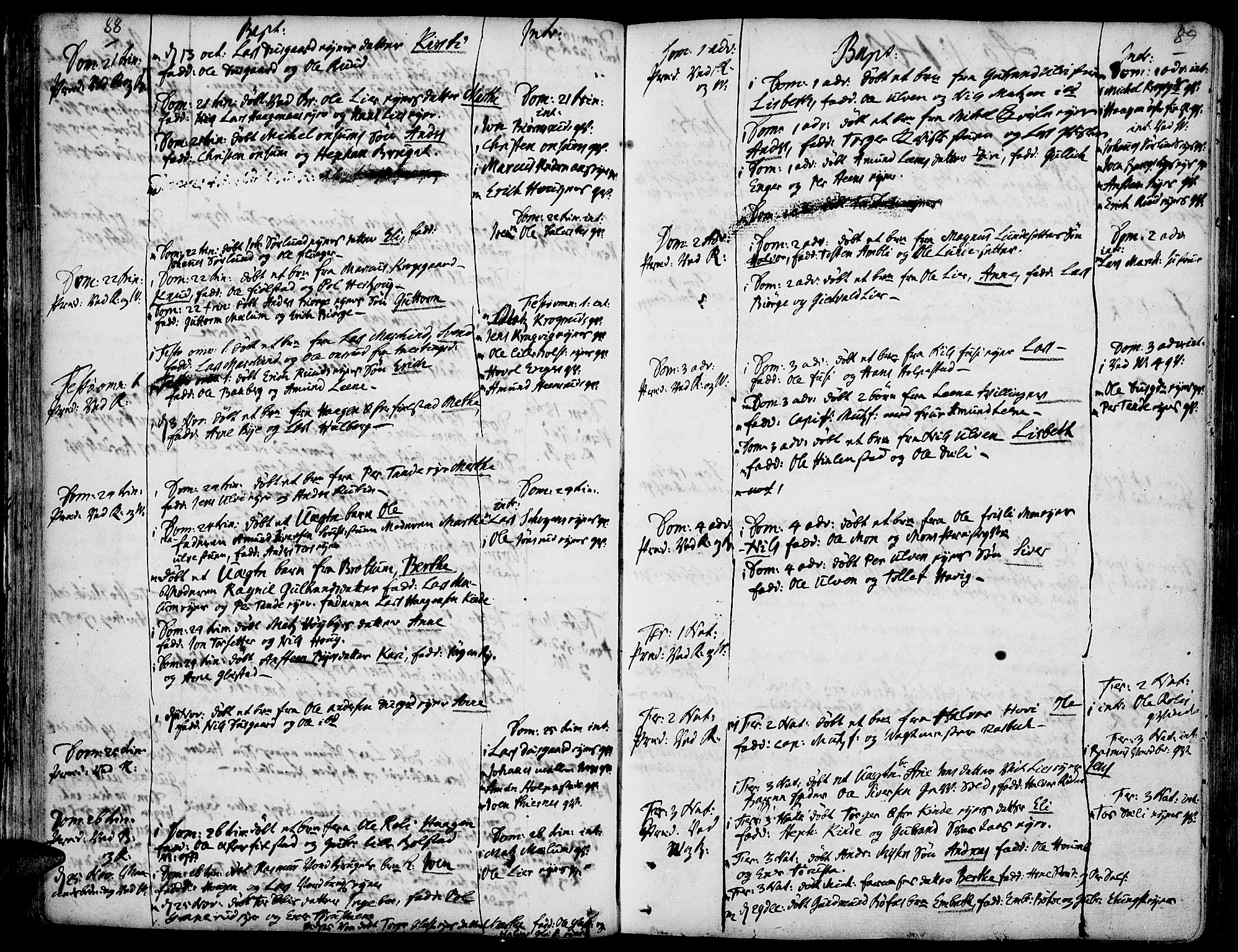 Ringsaker prestekontor, AV/SAH-PREST-014/K/Ka/L0001: Ministerialbok nr. 1, 1734-1746, s. 88-89