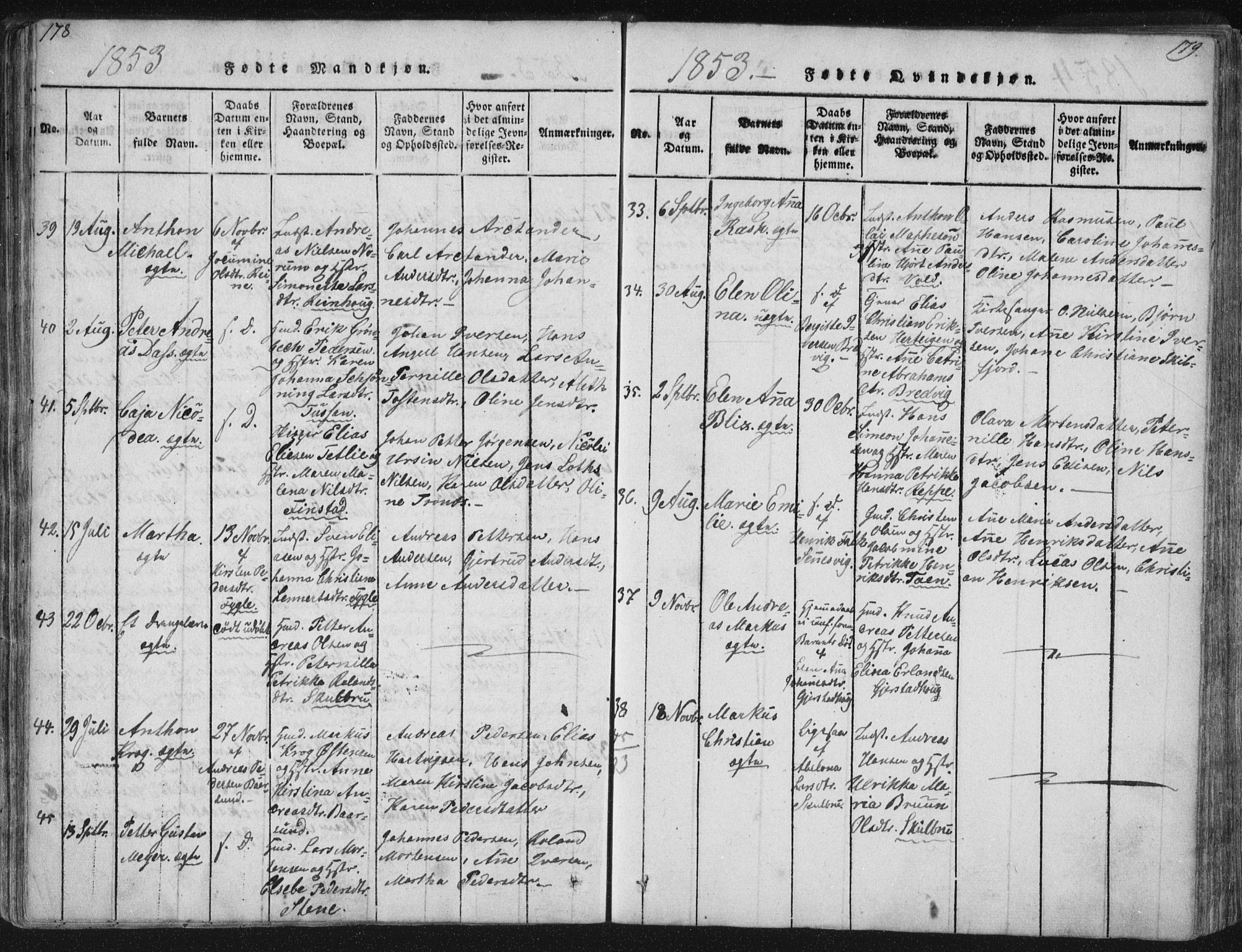 Ministerialprotokoller, klokkerbøker og fødselsregistre - Nordland, SAT/A-1459/881/L1164: Klokkerbok nr. 881C01, 1818-1853, s. 178-179