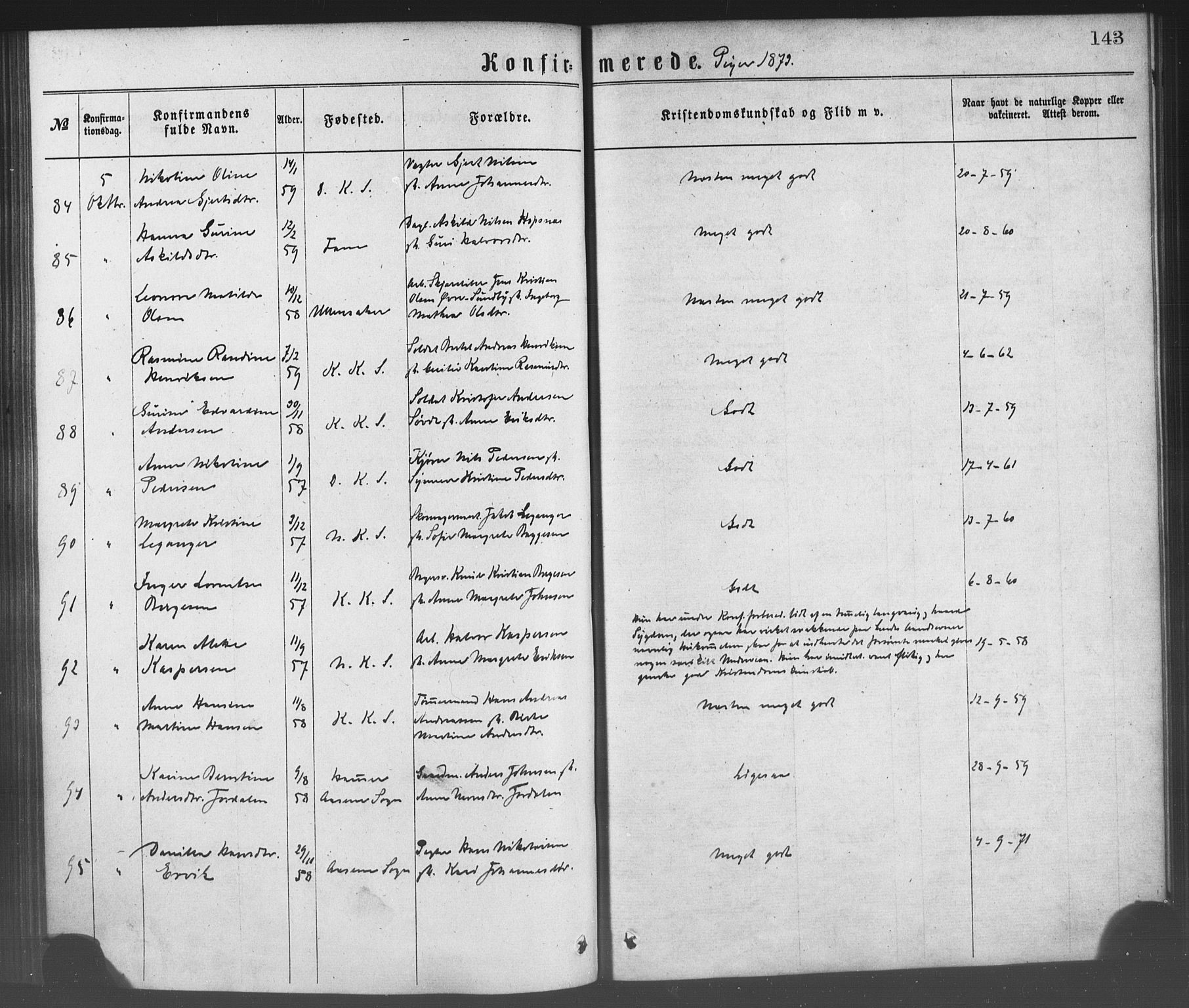 Korskirken sokneprestembete, SAB/A-76101/H/Haa/L0028: Ministerialbok nr. C 4, 1868-1879, s. 143