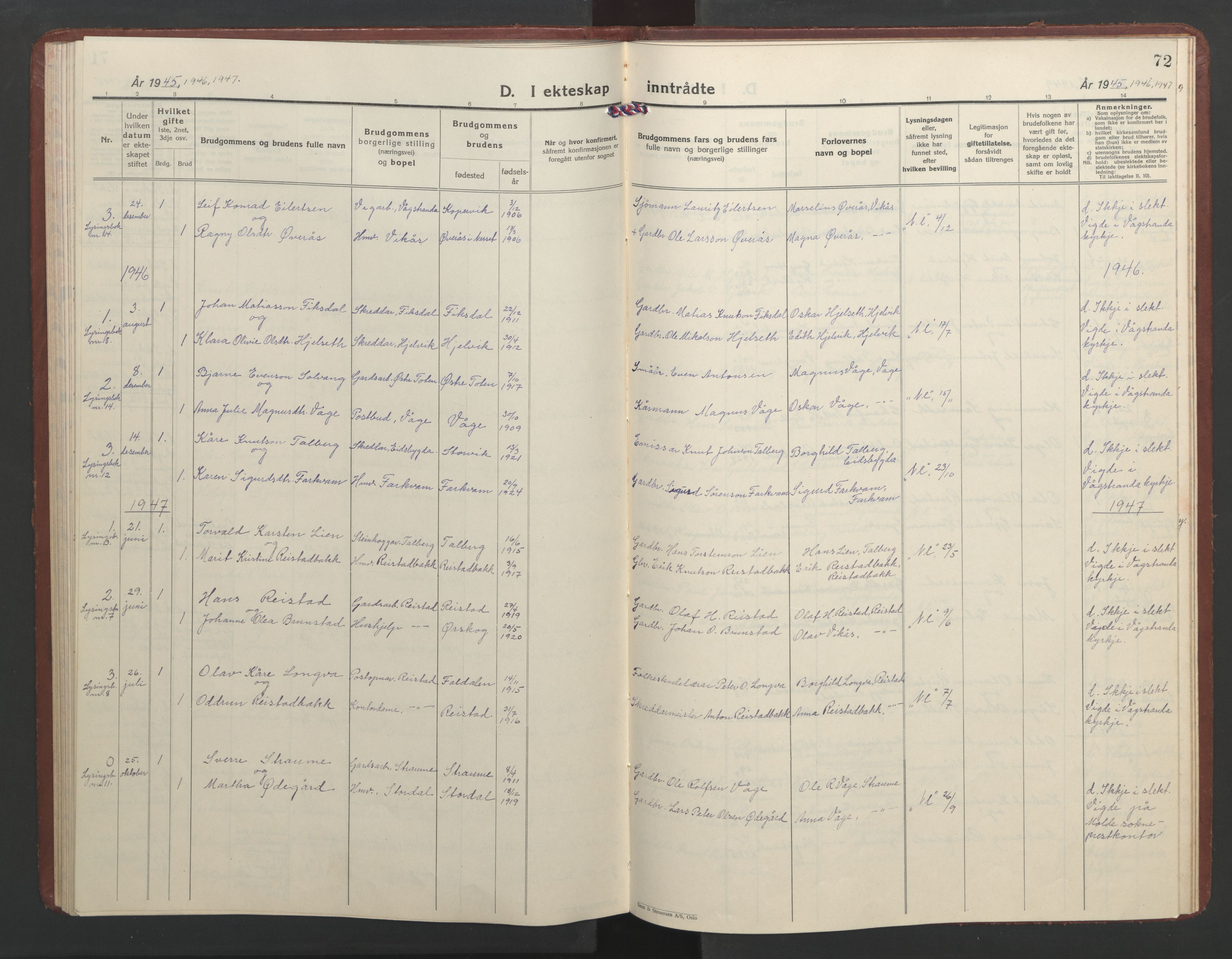 Ministerialprotokoller, klokkerbøker og fødselsregistre - Møre og Romsdal, SAT/A-1454/550/L0619: Klokkerbok nr. 550C02, 1928-1967, s. 72