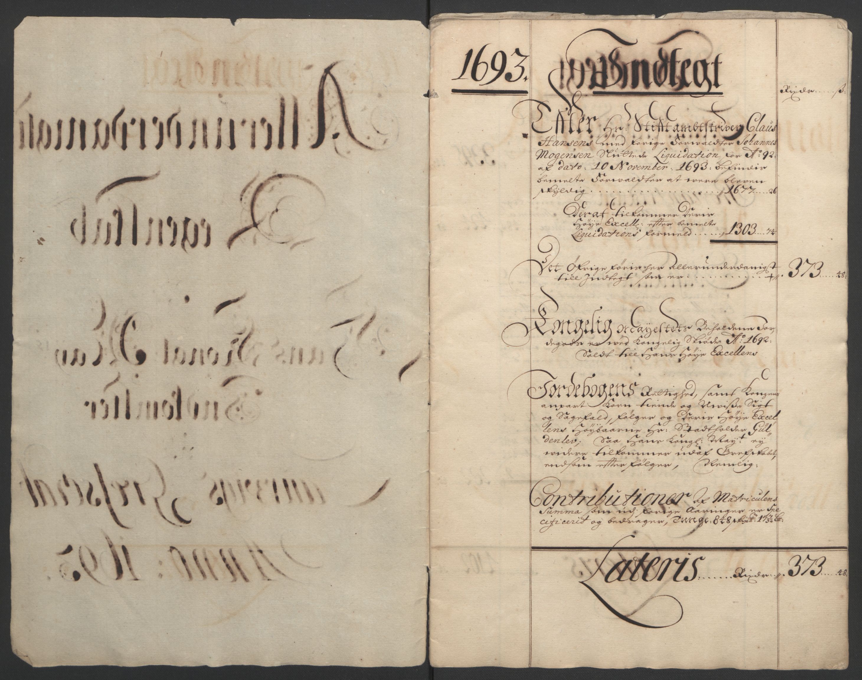 Rentekammeret inntil 1814, Reviderte regnskaper, Fogderegnskap, RA/EA-4092/R33/L1974: Fogderegnskap Larvik grevskap, 1693-1695, s. 4