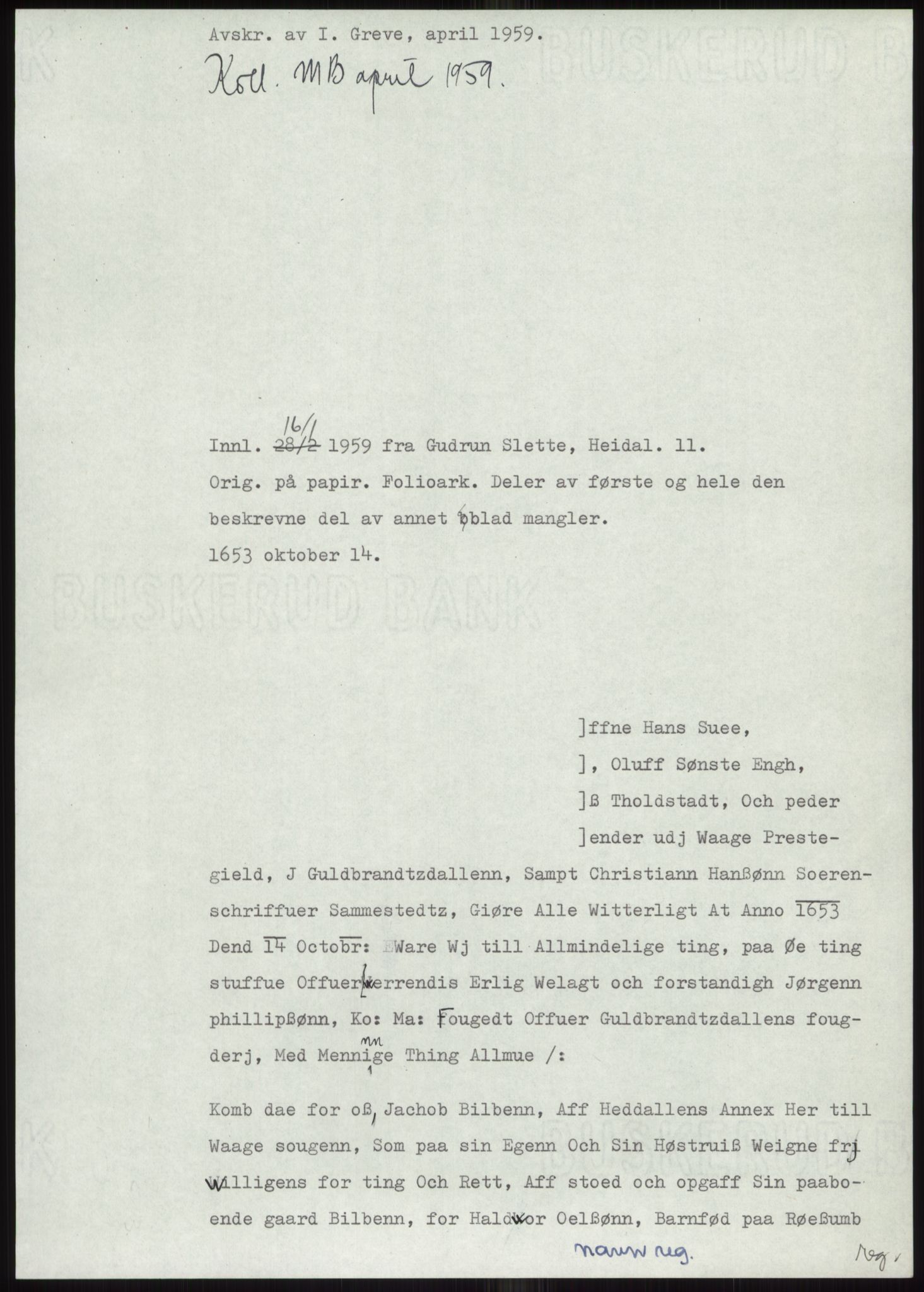 Samlinger til kildeutgivelse, Diplomavskriftsamlingen, AV/RA-EA-4053/H/Ha, s. 27