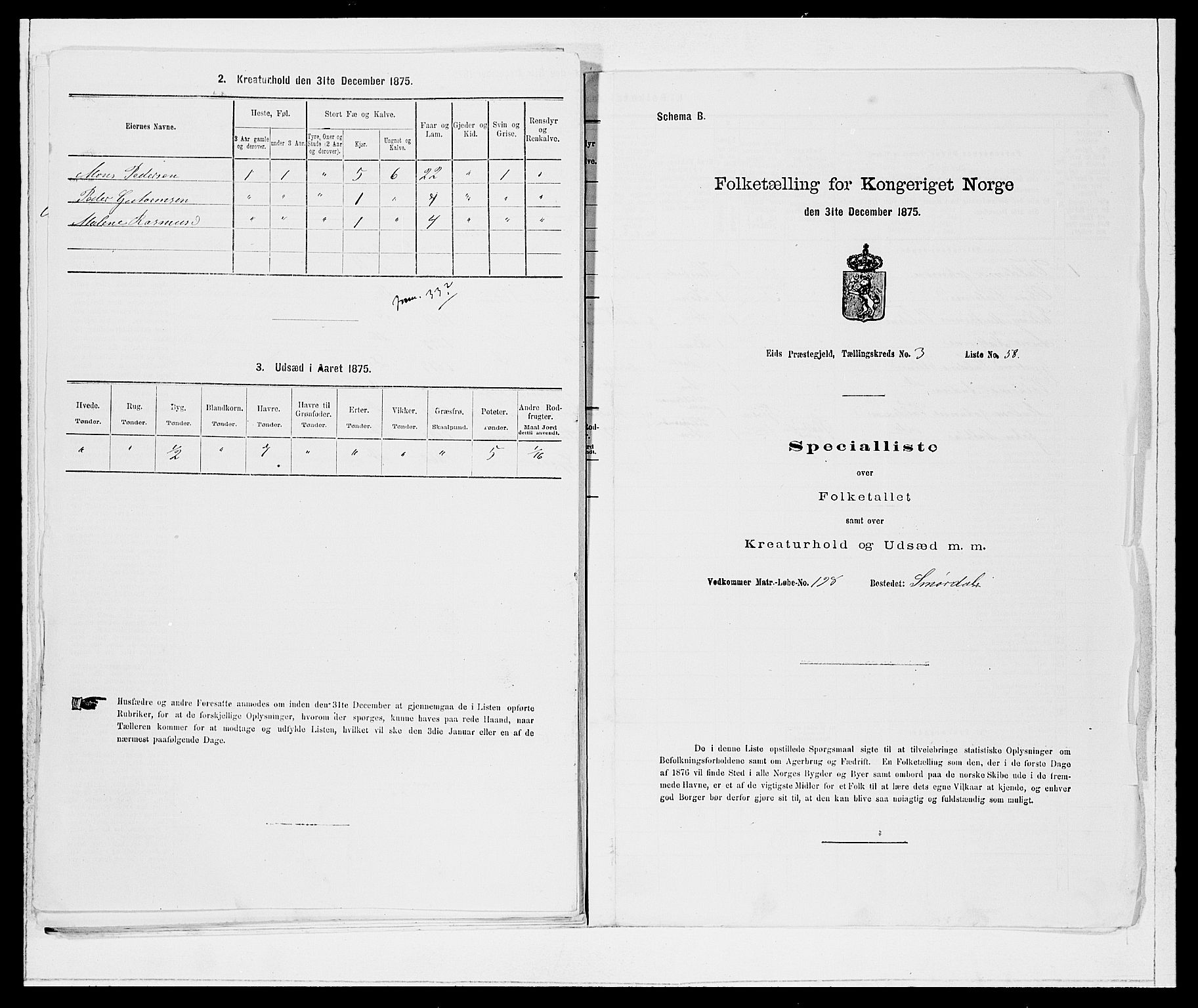 SAB, Folketelling 1875 for 1443P Eid prestegjeld, 1875, s. 344