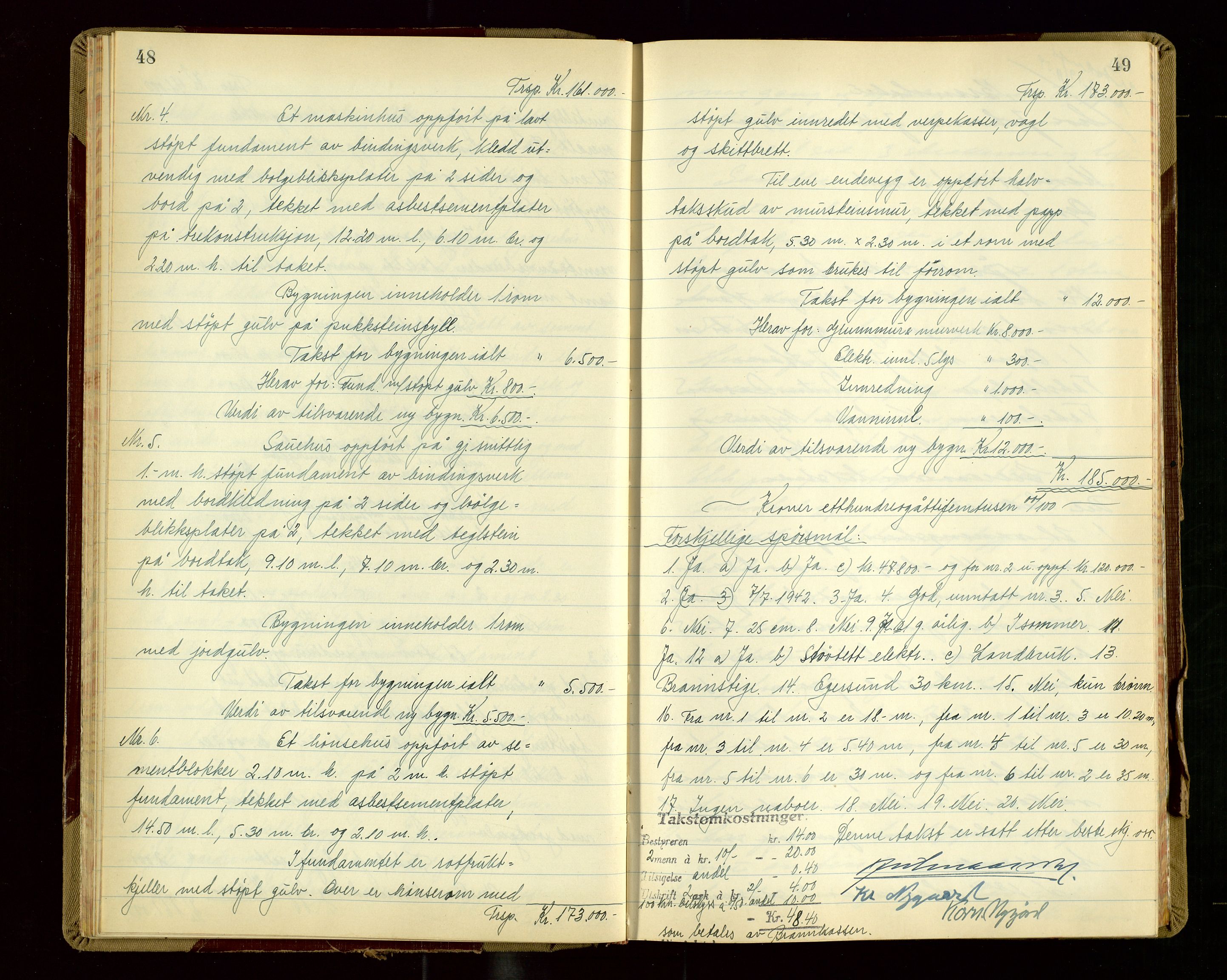 Eigersund lensmannskontor, AV/SAST-A-100171/Goa/L0013: "Branntakstprotokoll", 1954-1955, s. 48-49