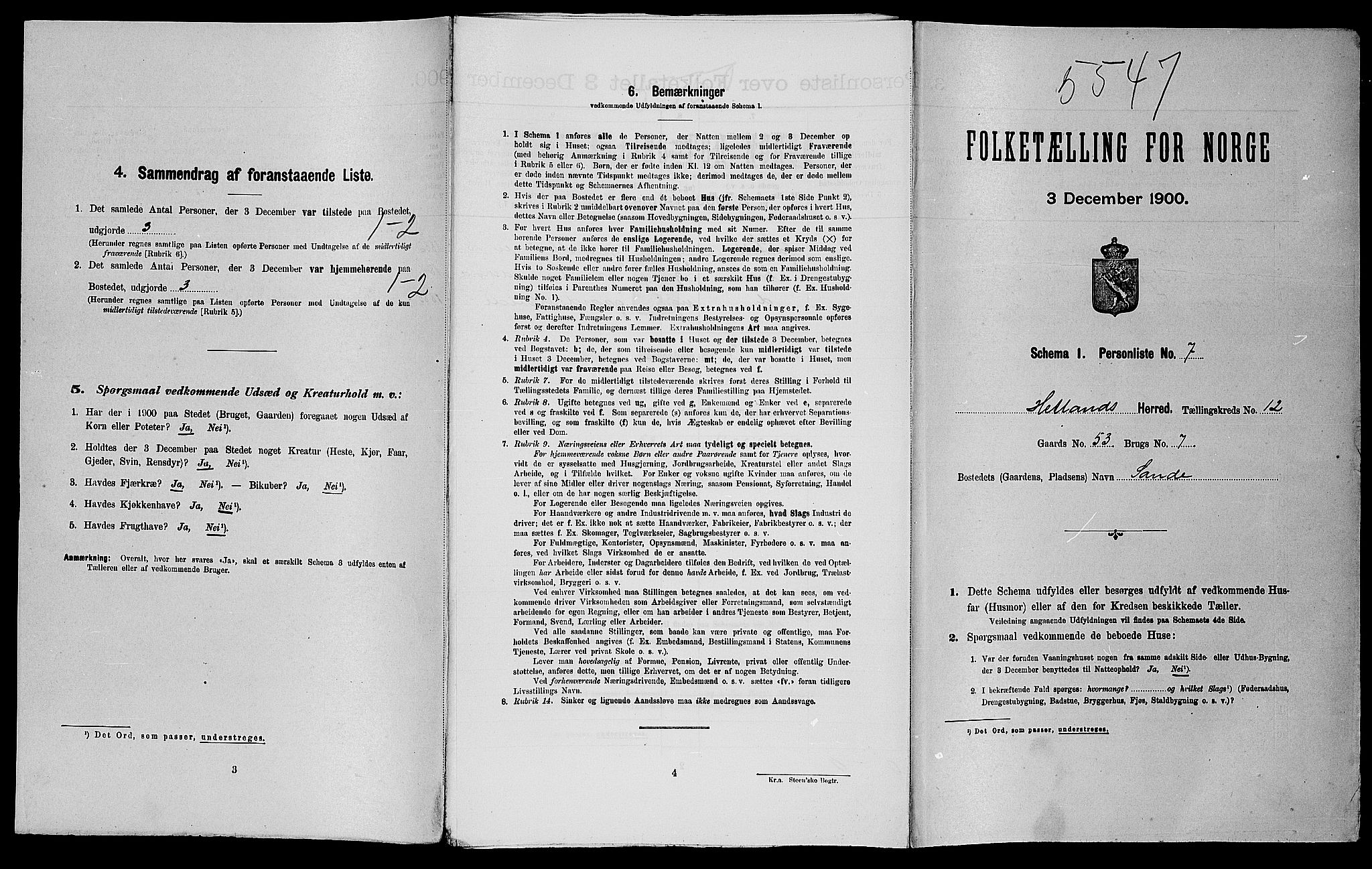 SAST, Folketelling 1900 for 1126 Hetland herred, 1900, s. 1770