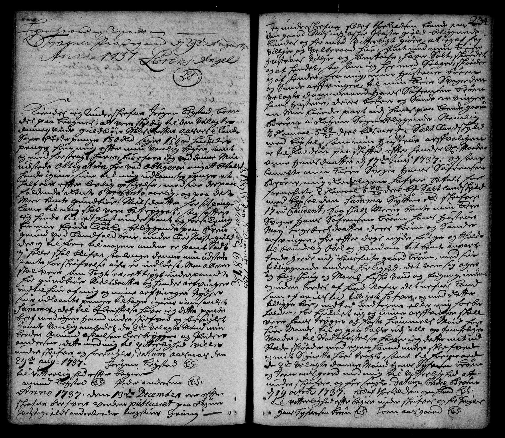 Lier, Røyken og Hurum sorenskriveri, SAKO/A-89/G/Ga/Gaa/L0002: Pantebok nr. II, 1725-1755, s. 234