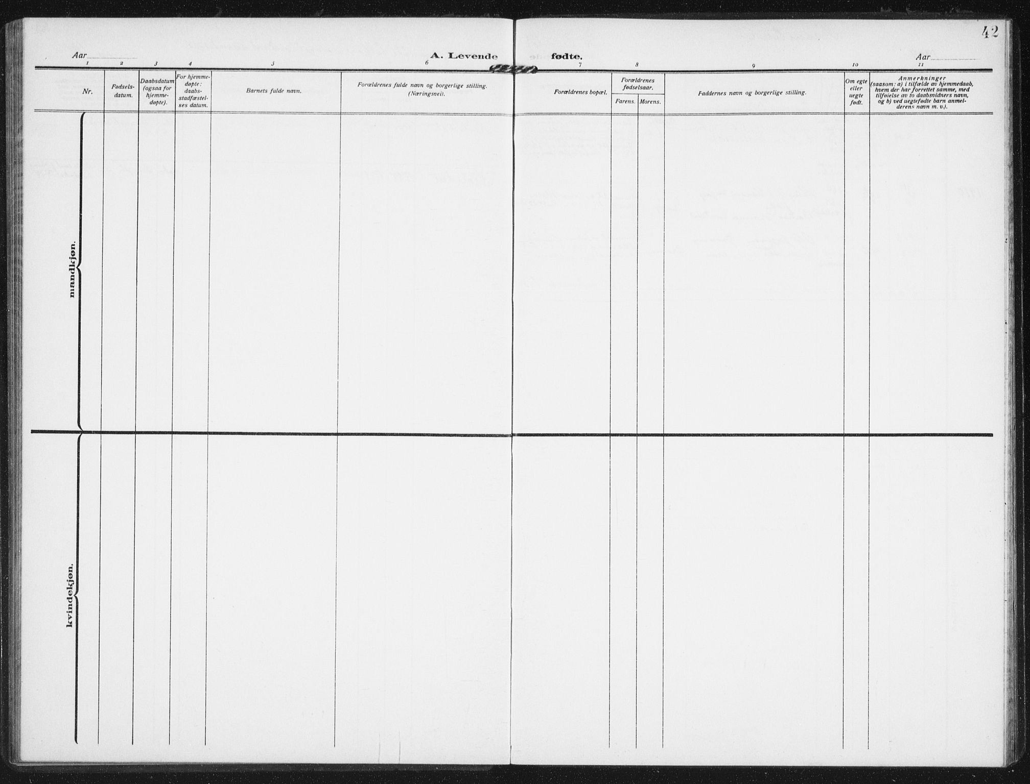 Ministerialprotokoller, klokkerbøker og fødselsregistre - Nordland, AV/SAT-A-1459/843/L0629: Ministerialbok nr. 843A04, 1907-1925, s. 42