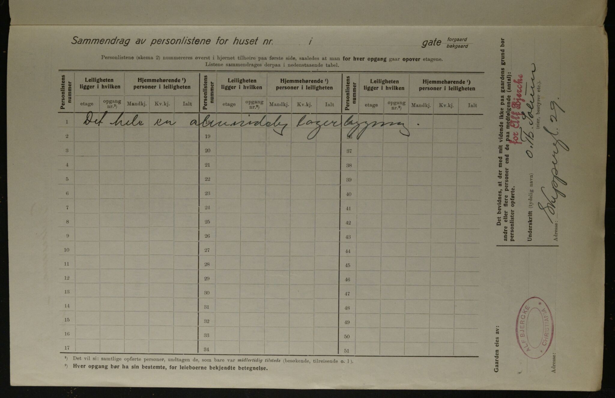 OBA, Kommunal folketelling 1.12.1923 for Kristiania, 1923, s. 91534