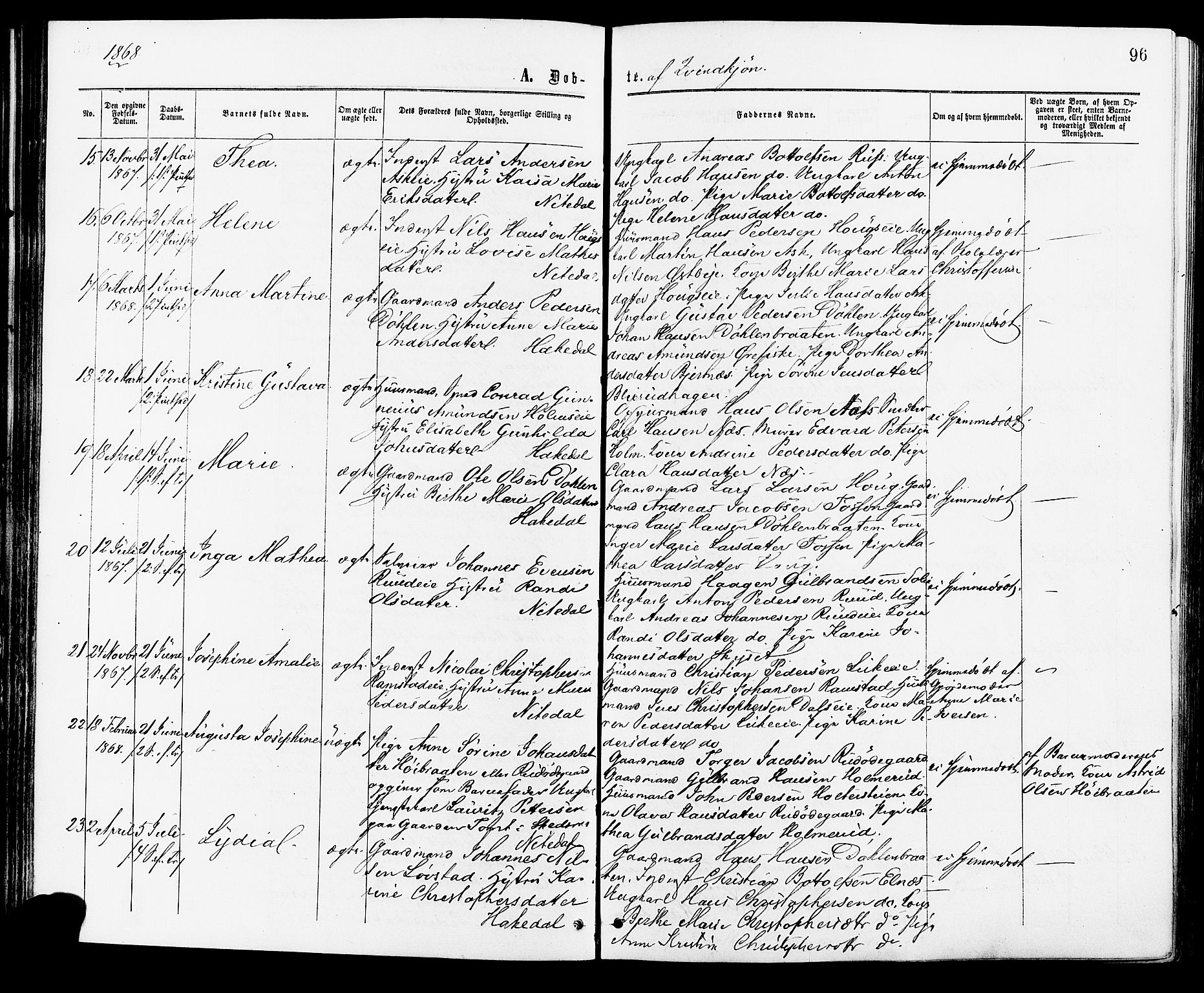 Nittedal prestekontor Kirkebøker, AV/SAO-A-10365a/F/Fa/L0006: Ministerialbok nr. I 6, 1863-1878, s. 96