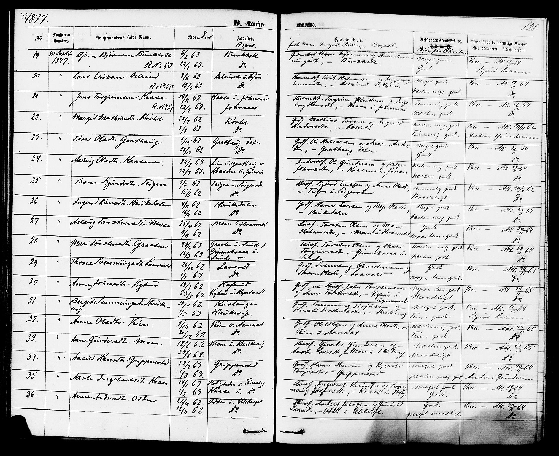 Sauherad kirkebøker, AV/SAKO-A-298/F/Fa/L0008: Ministerialbok nr. I 8, 1873-1886, s. 128