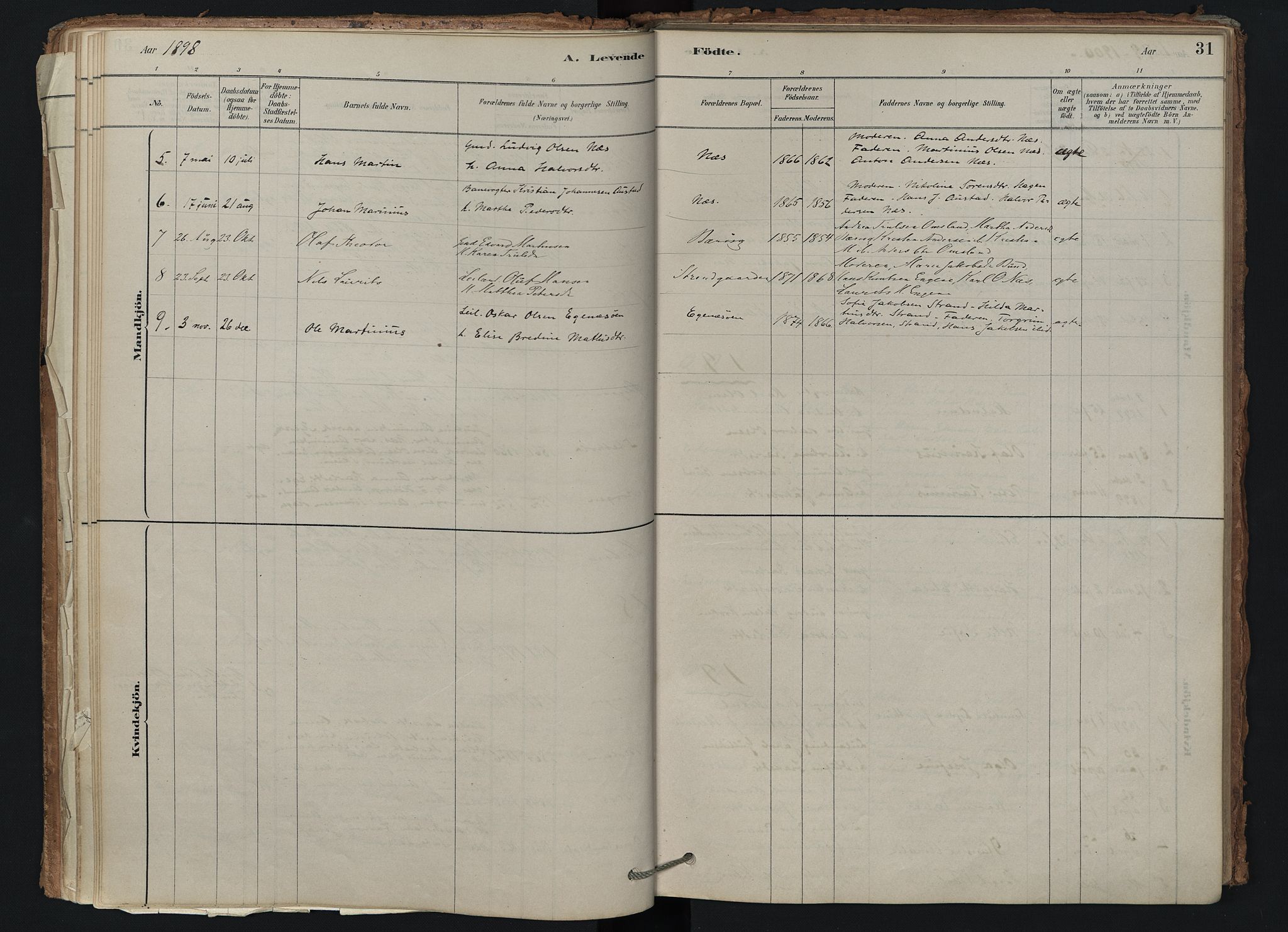 Brunlanes kirkebøker, AV/SAKO-A-342/F/Fd/L0001: Ministerialbok nr. IV 1, 1878-1917, s. 31