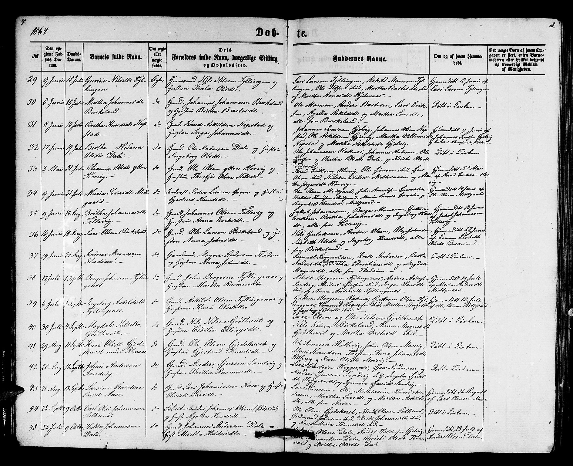 Hamre sokneprestembete, AV/SAB-A-75501/H/Ha/Hab: Klokkerbok nr. B 2, 1863-1880, s. 7-8