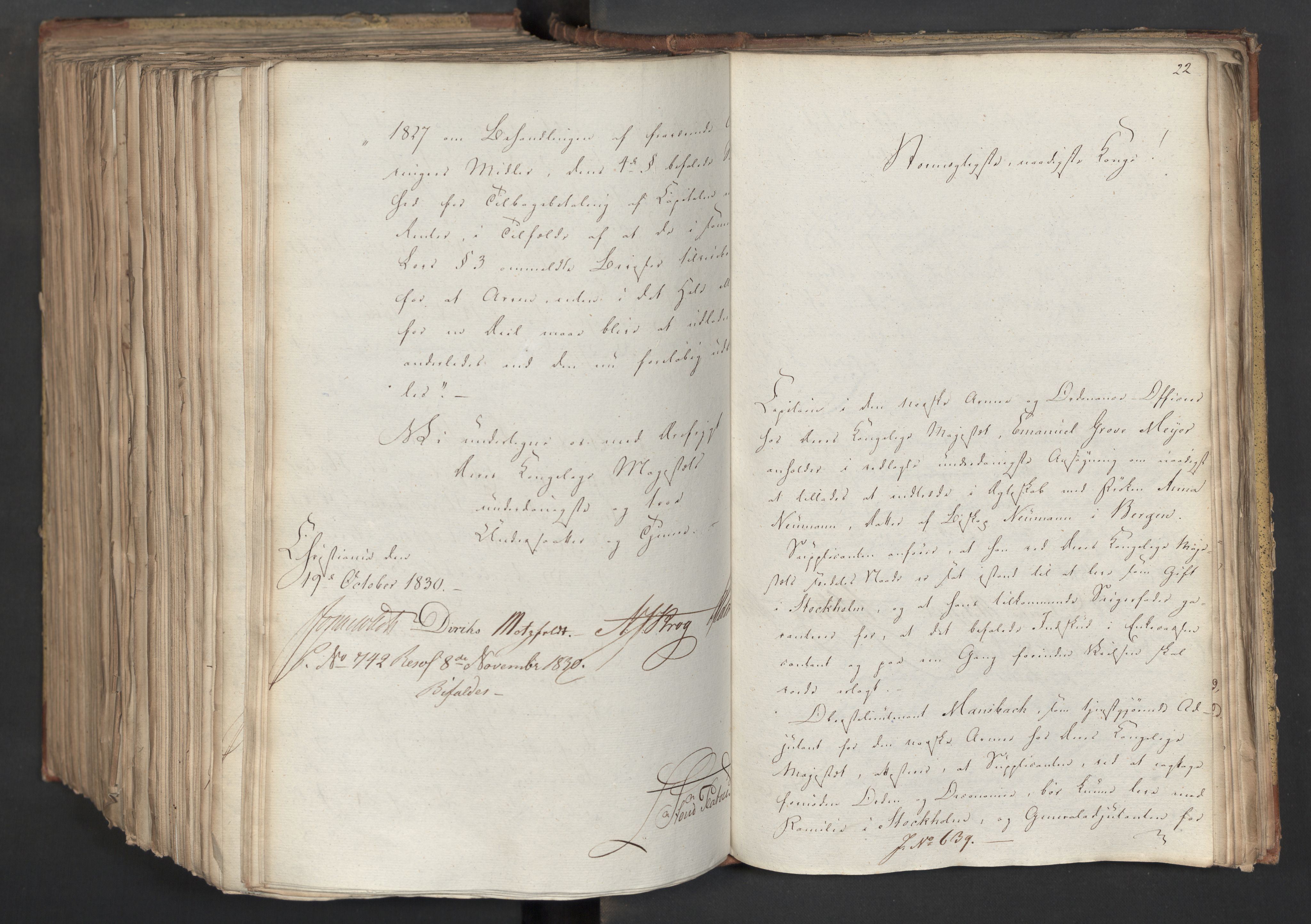 Statsrådsavdelingen i Stockholm, AV/RA-S-1003/D/Da/L0067: Regjeringsinnstillinger nr. 450-659, 1830, s. 663