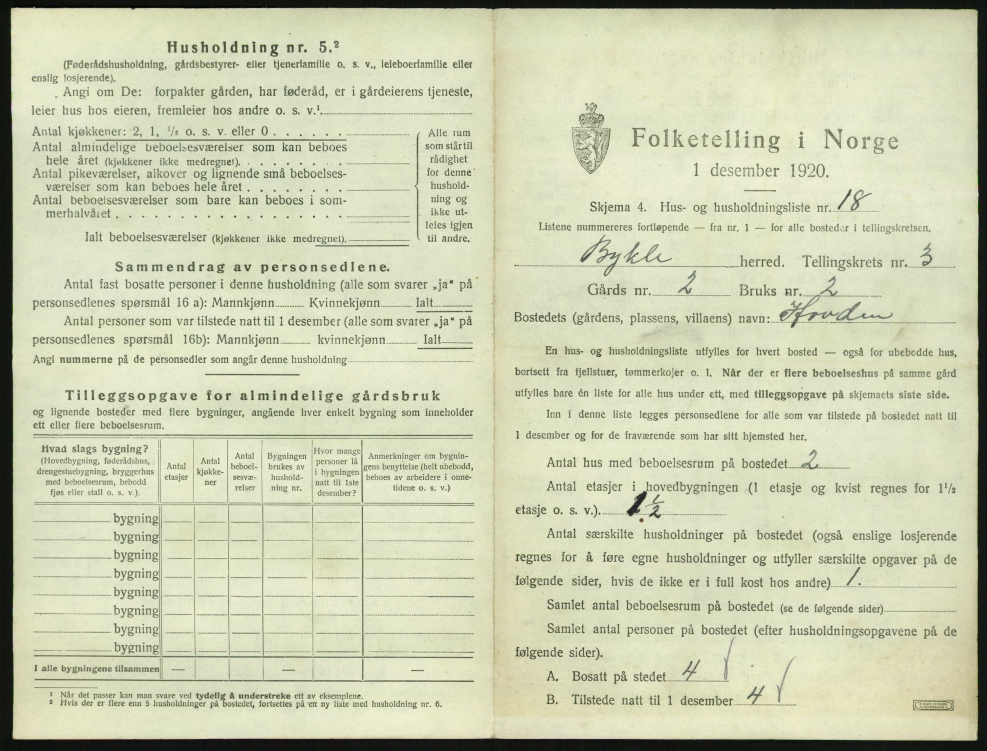 SAK, Folketelling 1920 for 0941 Bykle herred, 1920, s. 197