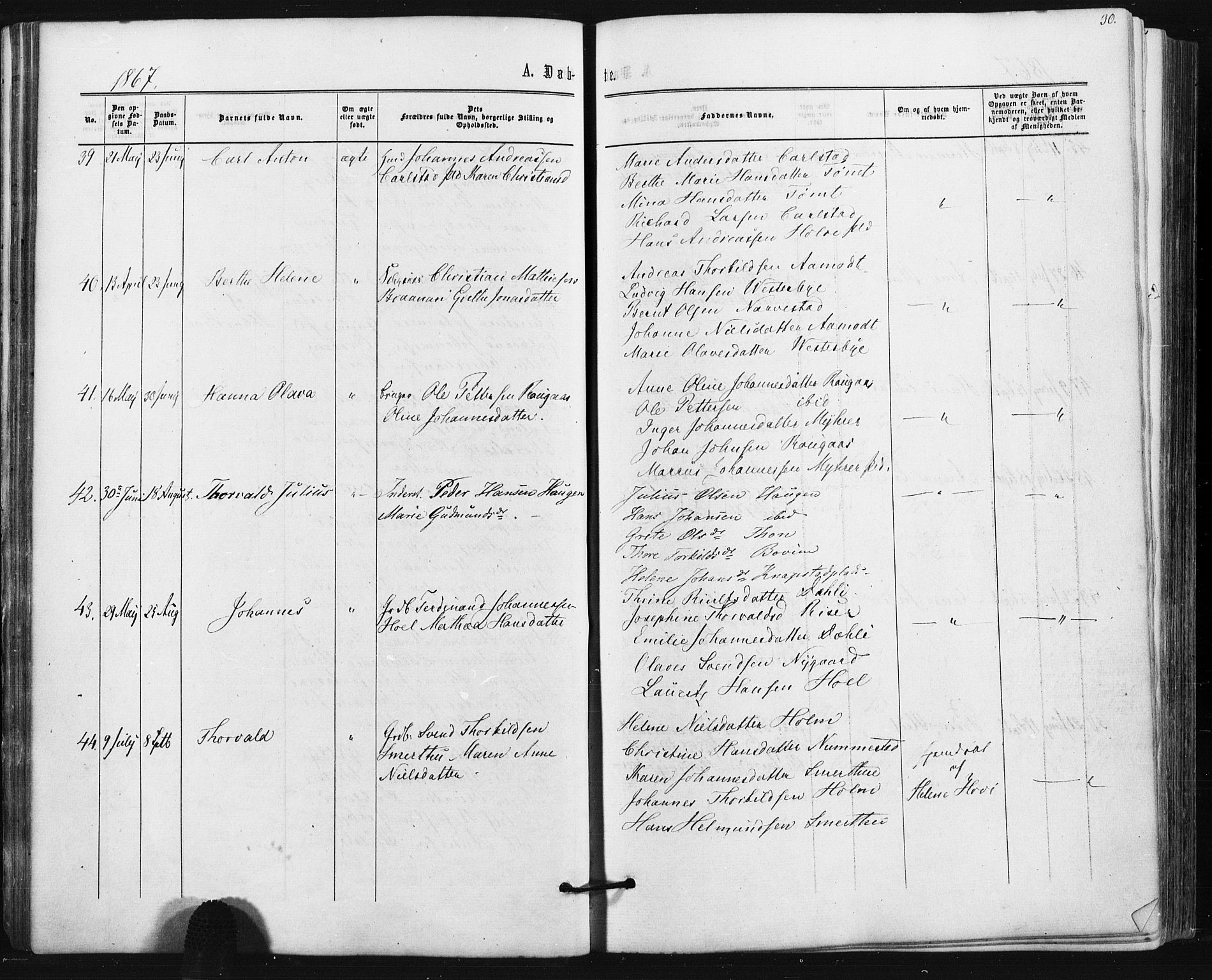 Hobøl prestekontor Kirkebøker, AV/SAO-A-2002/F/Fa/L0004: Ministerialbok nr. I 4, 1865-1877, s. 30