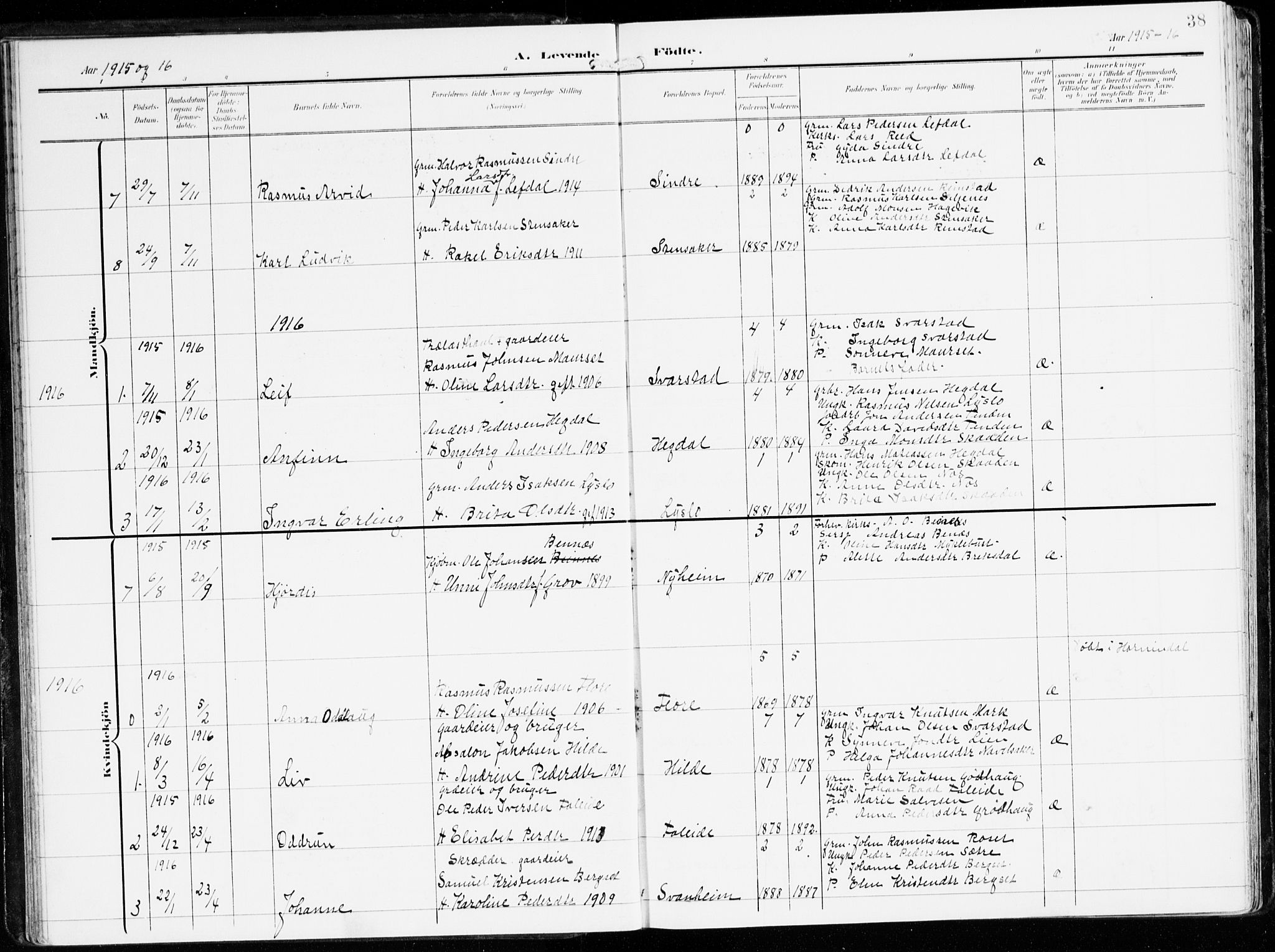 Innvik sokneprestembete, AV/SAB-A-80501: Ministerialbok nr. B 2, 1903-1929, s. 38