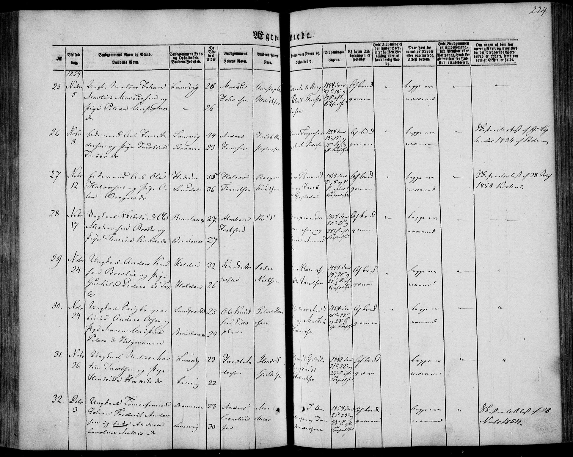 Larvik kirkebøker, AV/SAKO-A-352/F/Fa/L0003: Ministerialbok nr. I 3, 1848-1856, s. 224