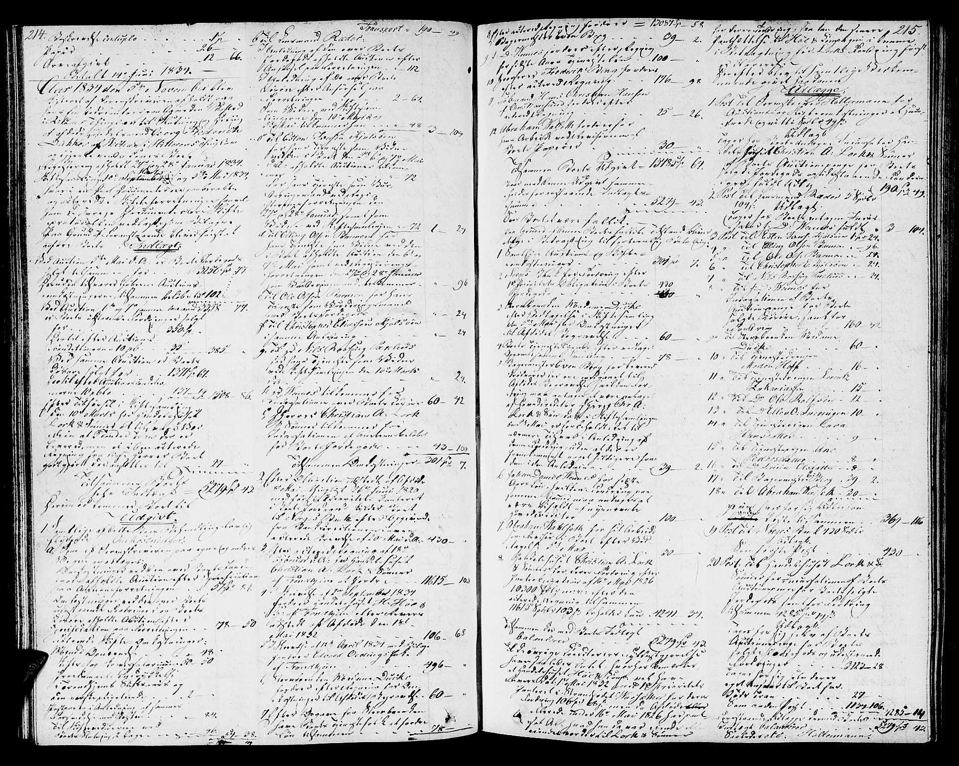 Fosen sorenskriveri, AV/SAT-A-1107/1/3/3A/L0020: Skifteprotokoll nr. 14, 1831-1840, s. 214-215