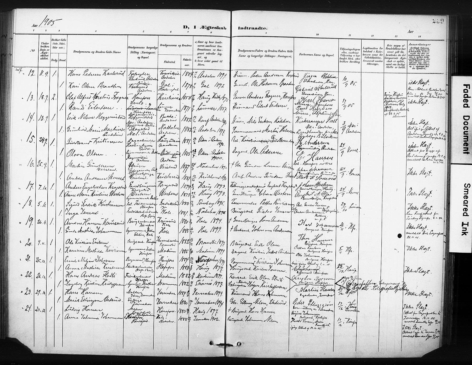 Hønefoss kirkebøker, AV/SAKO-A-609/F/Fa/L0003: Ministerialbok nr. 3, 1900-1913, s. 239