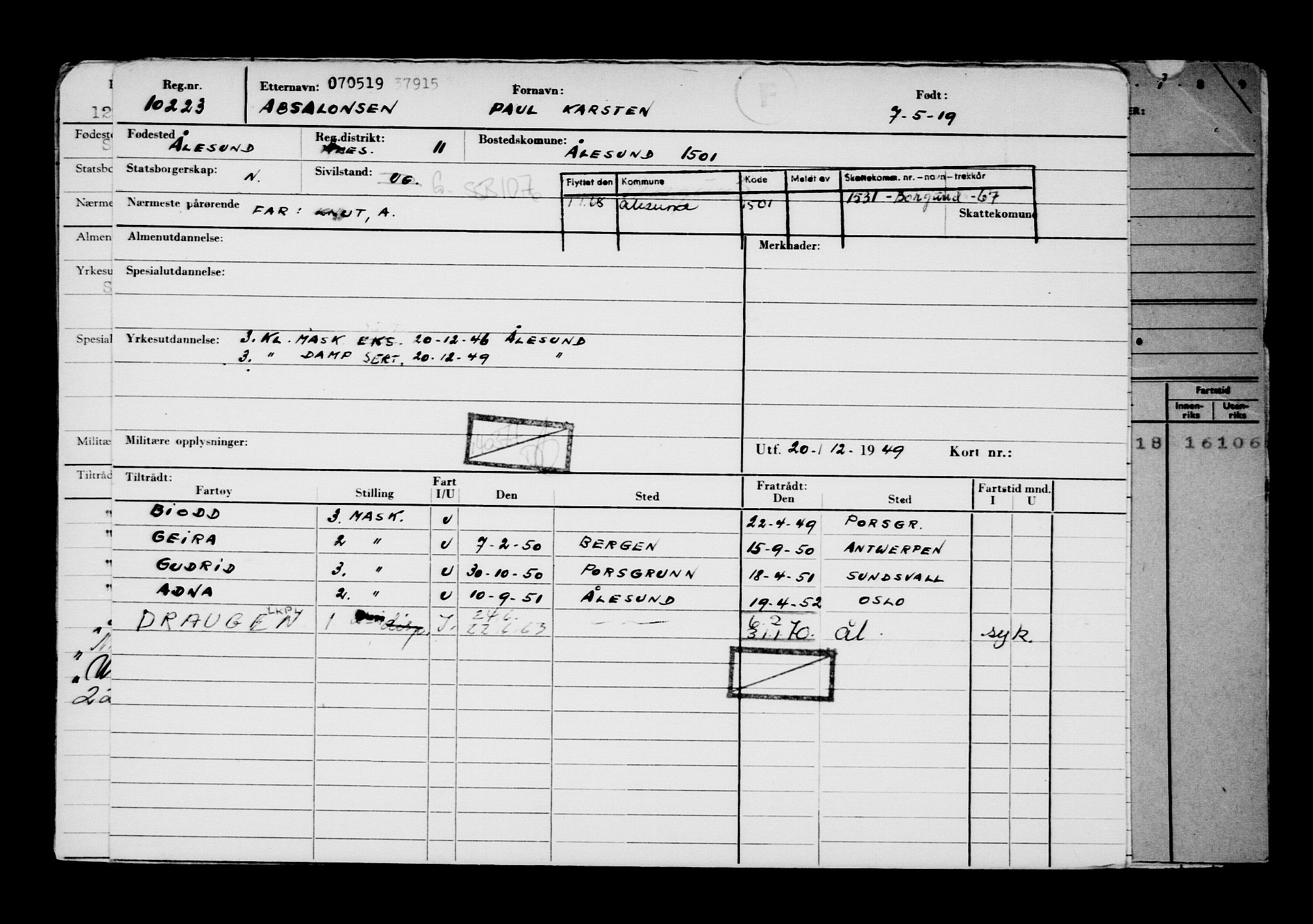 Direktoratet for sjømenn, AV/RA-S-3545/G/Gb/L0168: Hovedkort, 1919, s. 510