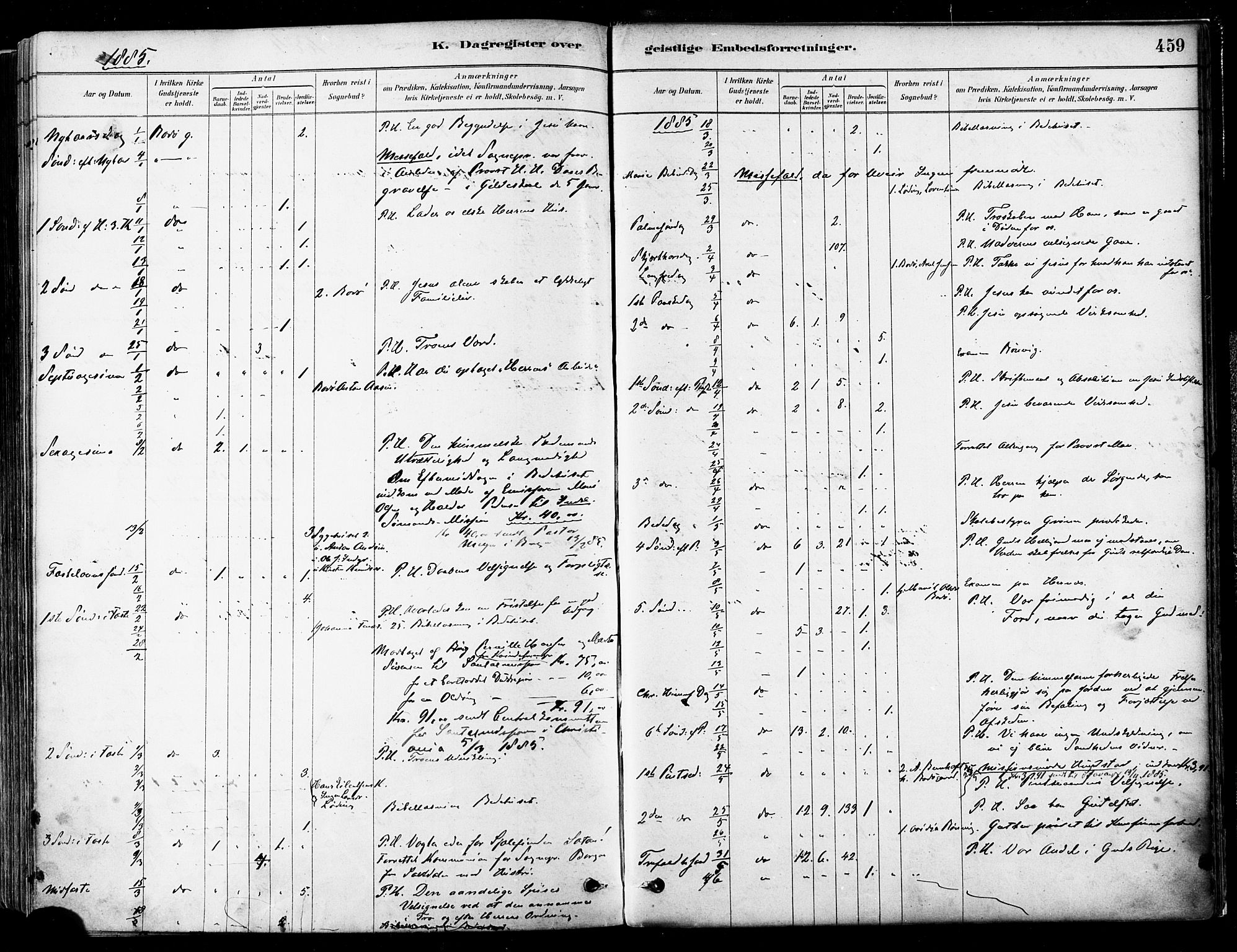 Ministerialprotokoller, klokkerbøker og fødselsregistre - Nordland, AV/SAT-A-1459/802/L0054: Ministerialbok nr. 802A01, 1879-1893, s. 459