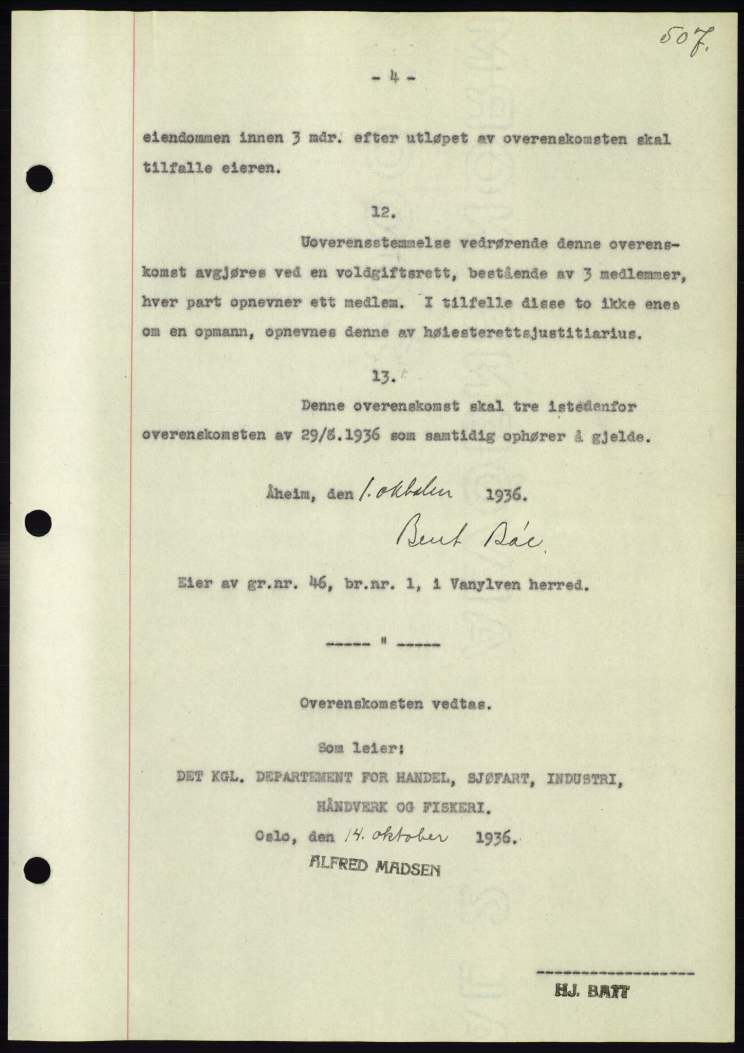 Søre Sunnmøre sorenskriveri, AV/SAT-A-4122/1/2/2C/L0061: Pantebok nr. 55, 1936-1936, Dagboknr: 1602/1936