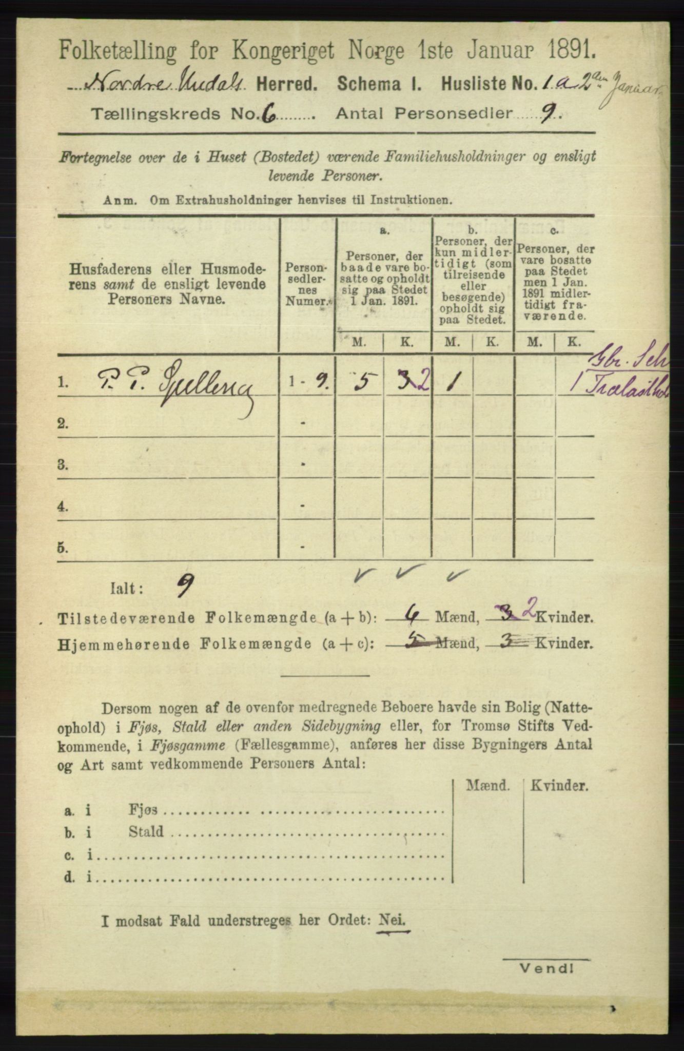 RA, Folketelling 1891 for 1028 Nord-Audnedal herred, 1891, s. 1458