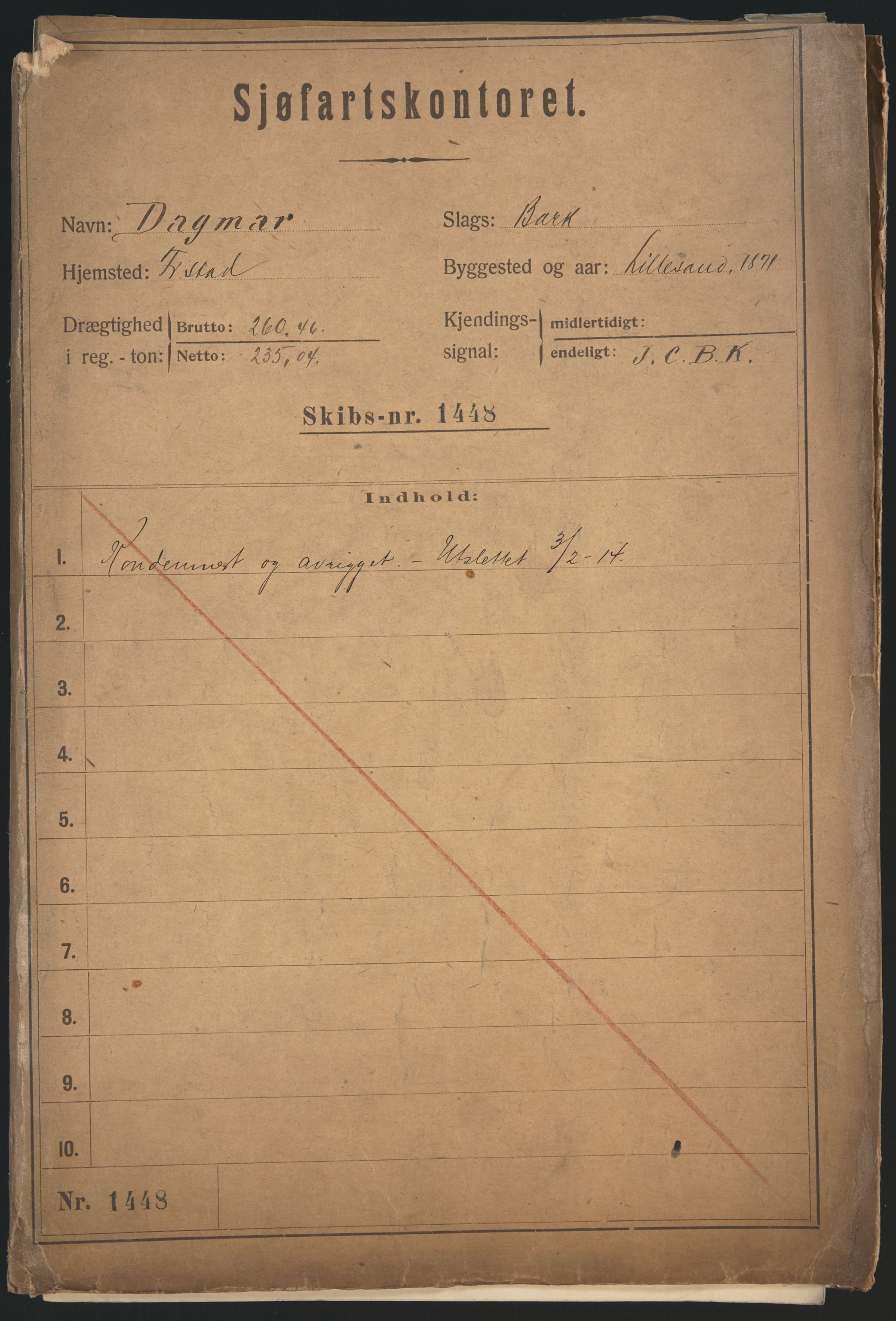 Sjøfartsdirektoratet med forløpere, skipsmapper slettede skip, AV/RA-S-4998/F/Fa/L0226: --, 1869-1922, s. 603