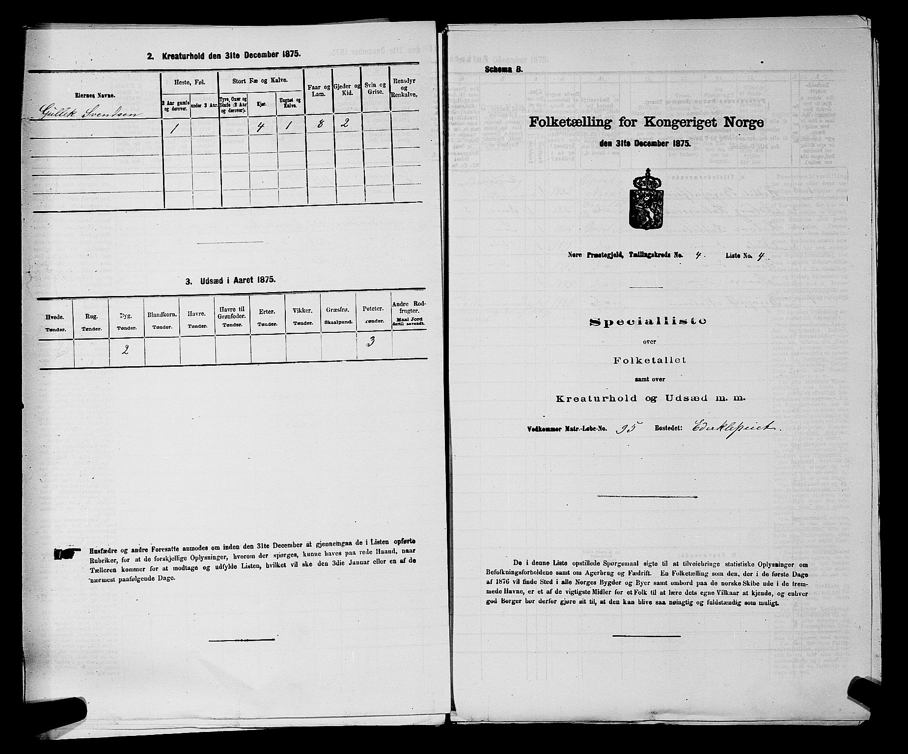 SAKO, Folketelling 1875 for 0633P Nore prestegjeld, 1875, s. 612