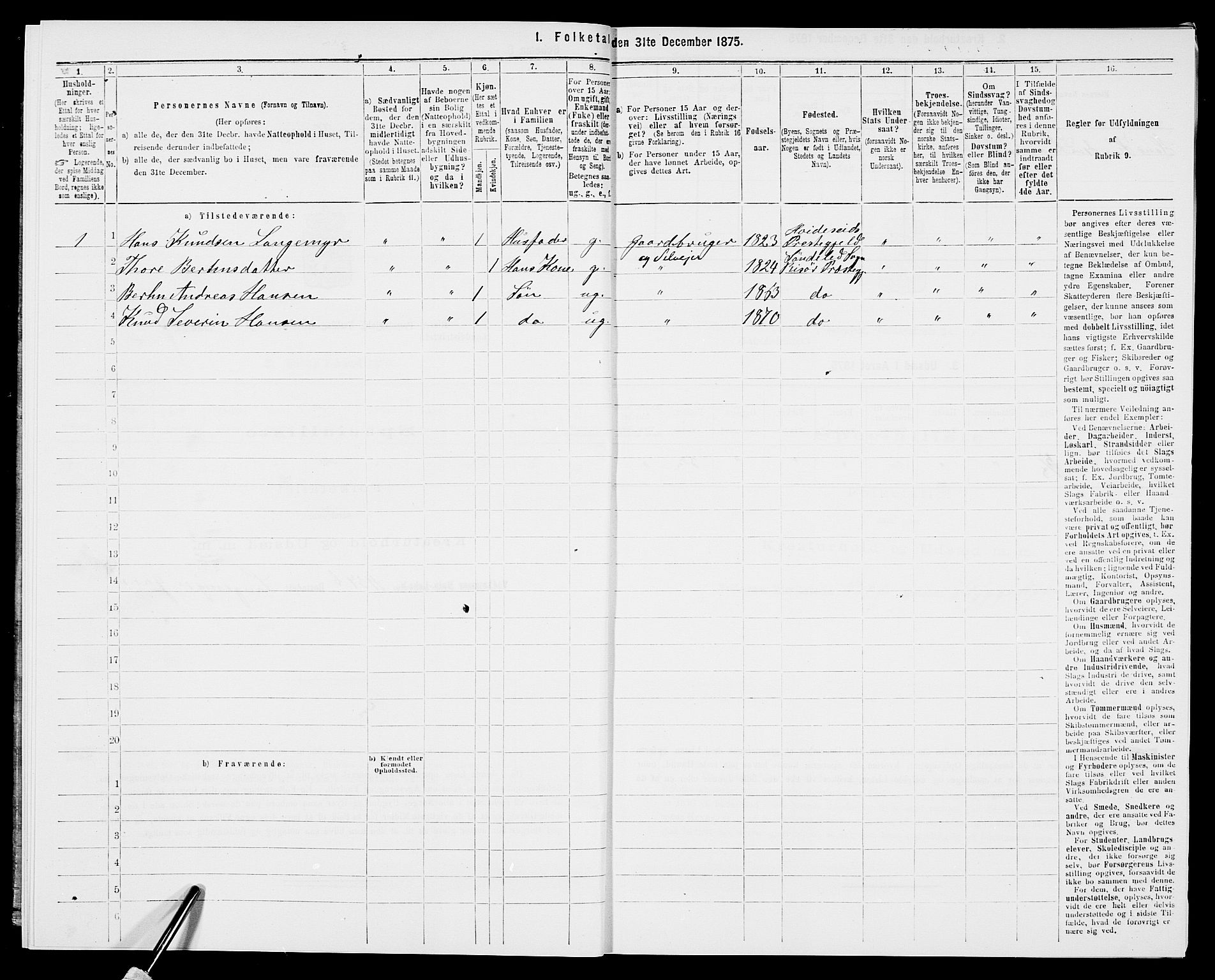 SAK, Folketelling 1875 for 0913L Risør prestegjeld, Søndeled sokn, 1875, s. 1264