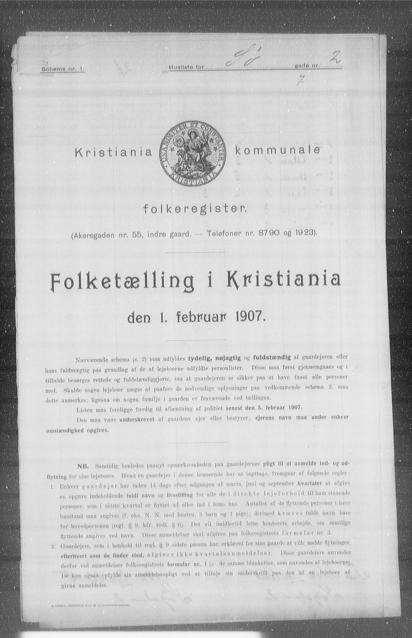 OBA, Kommunal folketelling 1.2.1907 for Kristiania kjøpstad, 1907, s. 48540