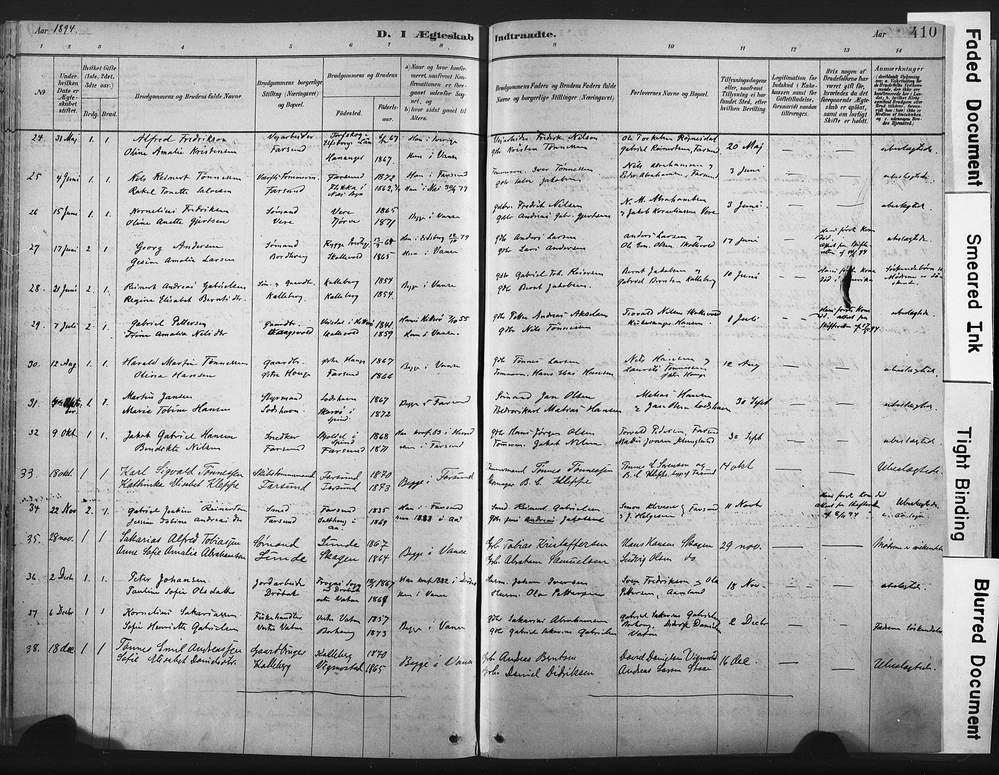 Lista sokneprestkontor, SAK/1111-0027/F/Fa/L0012: Ministerialbok nr. A 12, 1879-1903, s. 410