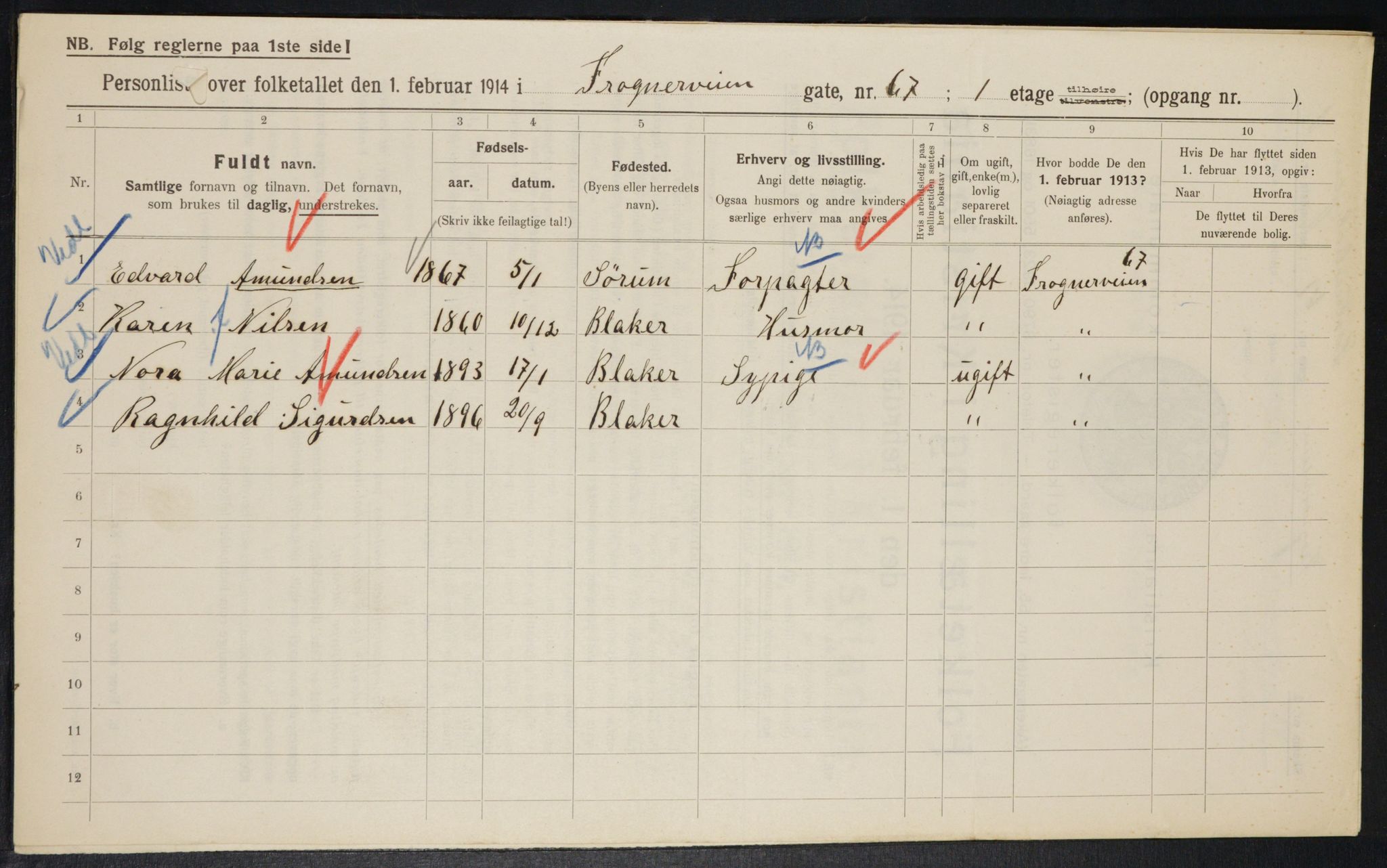 OBA, Kommunal folketelling 1.2.1914 for Kristiania, 1914, s. 28148