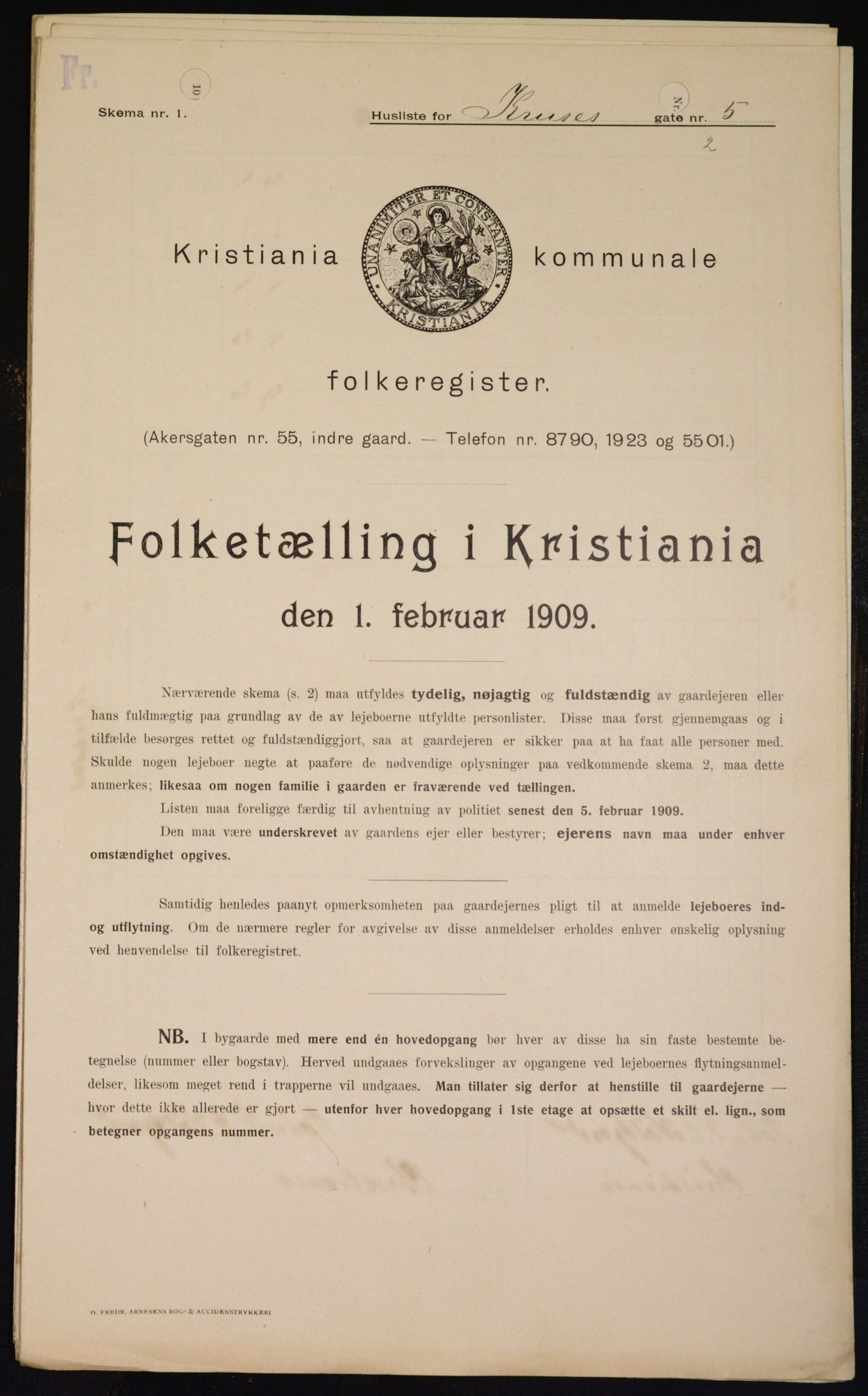 OBA, Kommunal folketelling 1.2.1909 for Kristiania kjøpstad, 1909, s. 50412