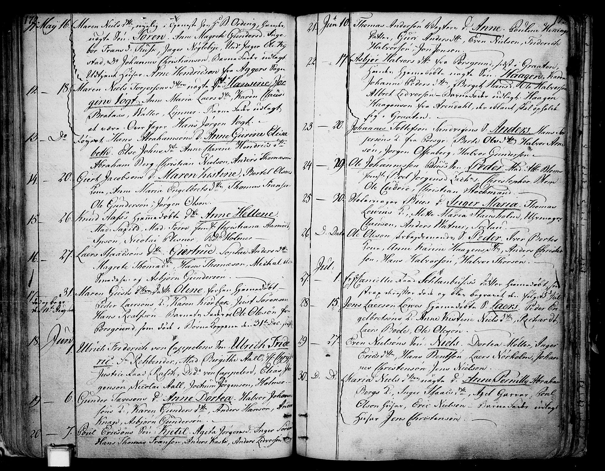 Skien kirkebøker, AV/SAKO-A-302/F/Fa/L0004: Ministerialbok nr. 4, 1792-1814, s. 172-173