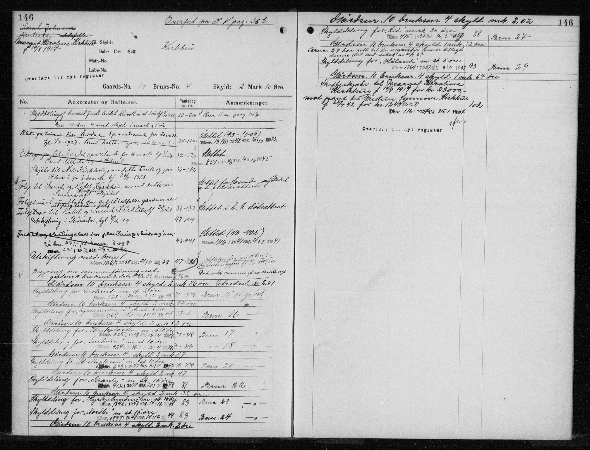 Ryfylke tingrett, AV/SAST-A-100055/001/II/IIA/L0024: Panteregister nr. II A 24, 1914, s. 146