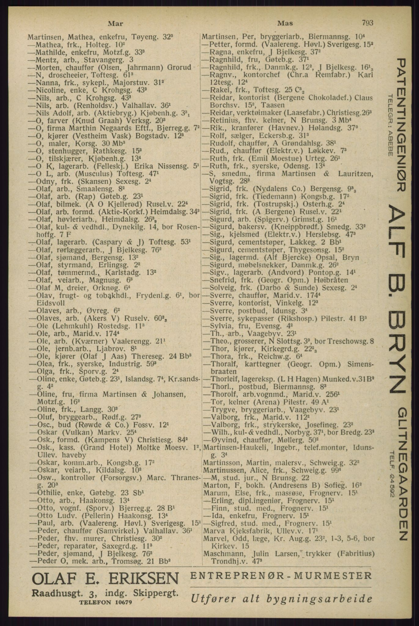 Kristiania/Oslo adressebok, PUBL/-, 1929, s. 793