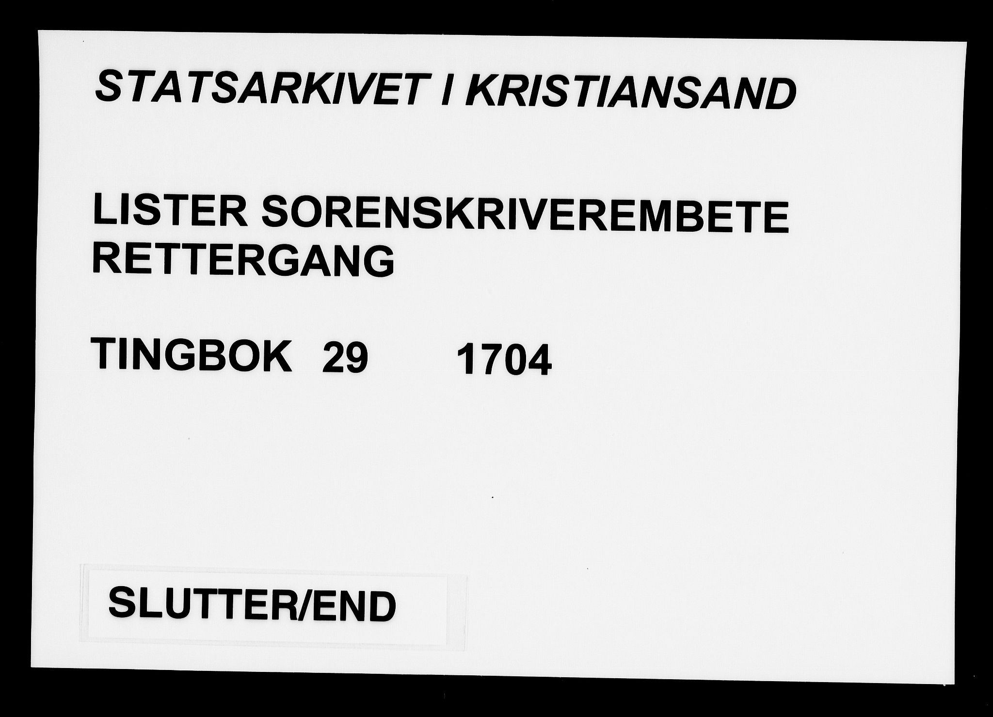 Lister sorenskriveri, AV/SAK-1221-0003/F/Fa/L0029: Tingbok nr 29, 1704